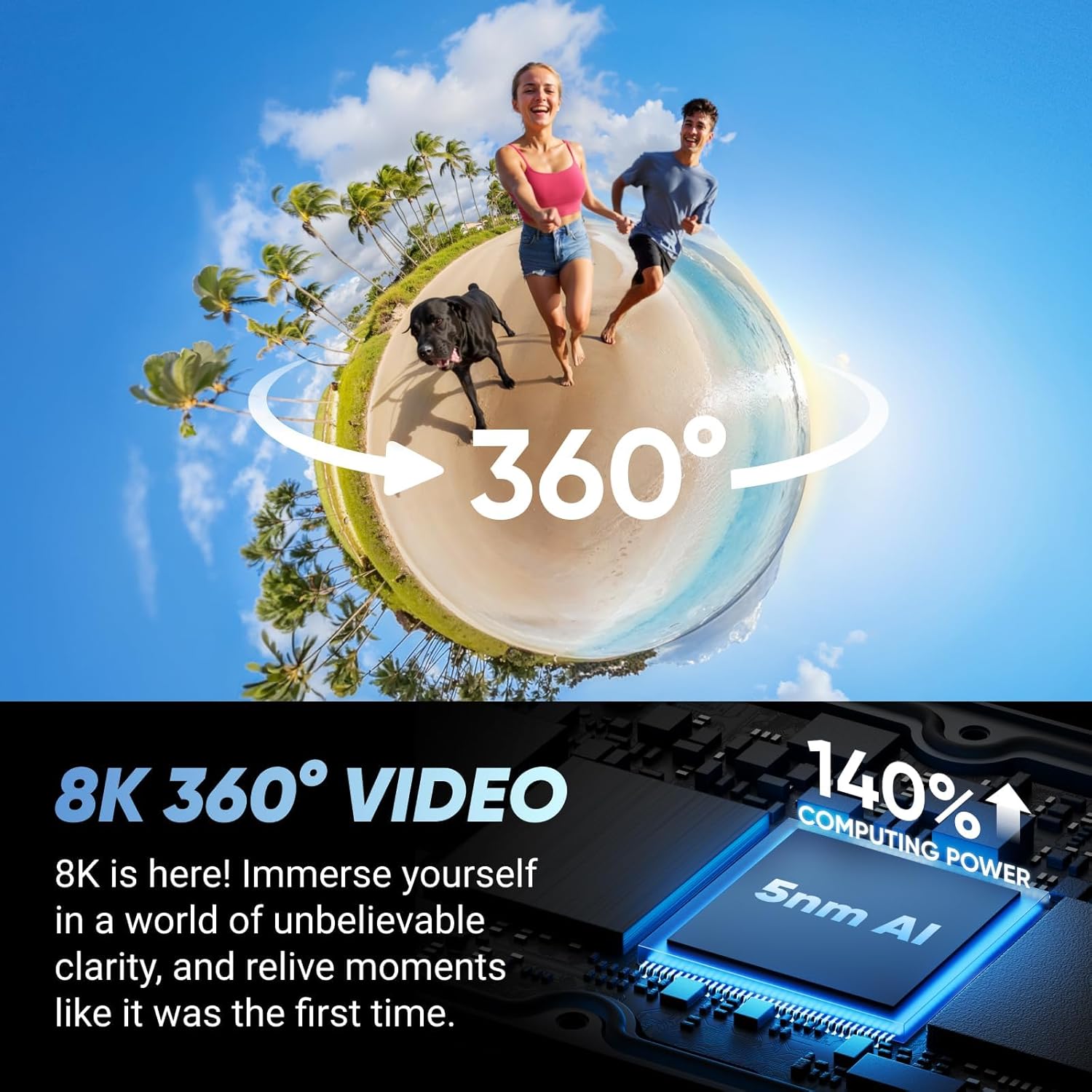 Insta360 X4 Get-Set Bundle - 8K Waterproof 360 Action Camera  4K Wide-Angle Video  Invisible Selfie Stick  Removable Lens Guards  135 Min Battery Life  AI Editing  Stabilization