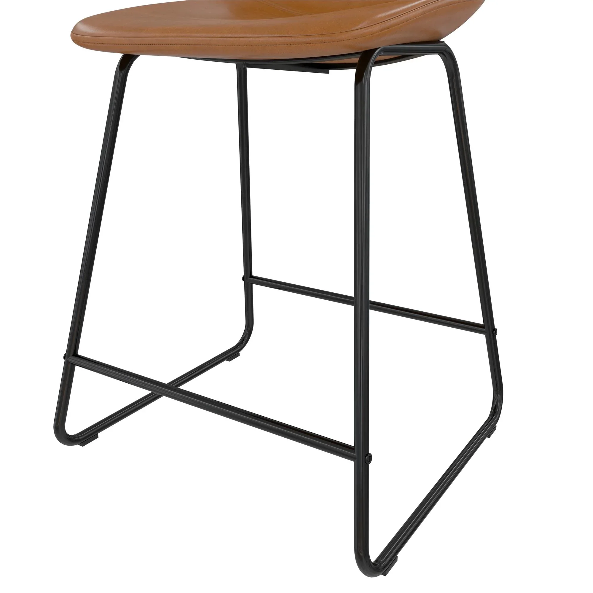 Better Homes & Gardens Scoop Counter Stool, Camel Faux Leather