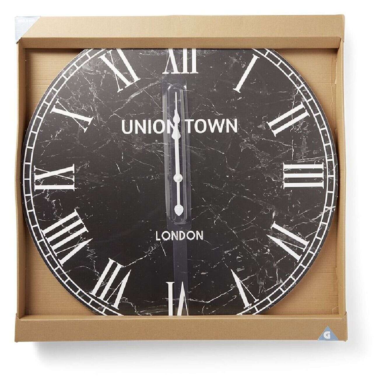 Horloge ronde en bois noir effet marbre Ø60cm