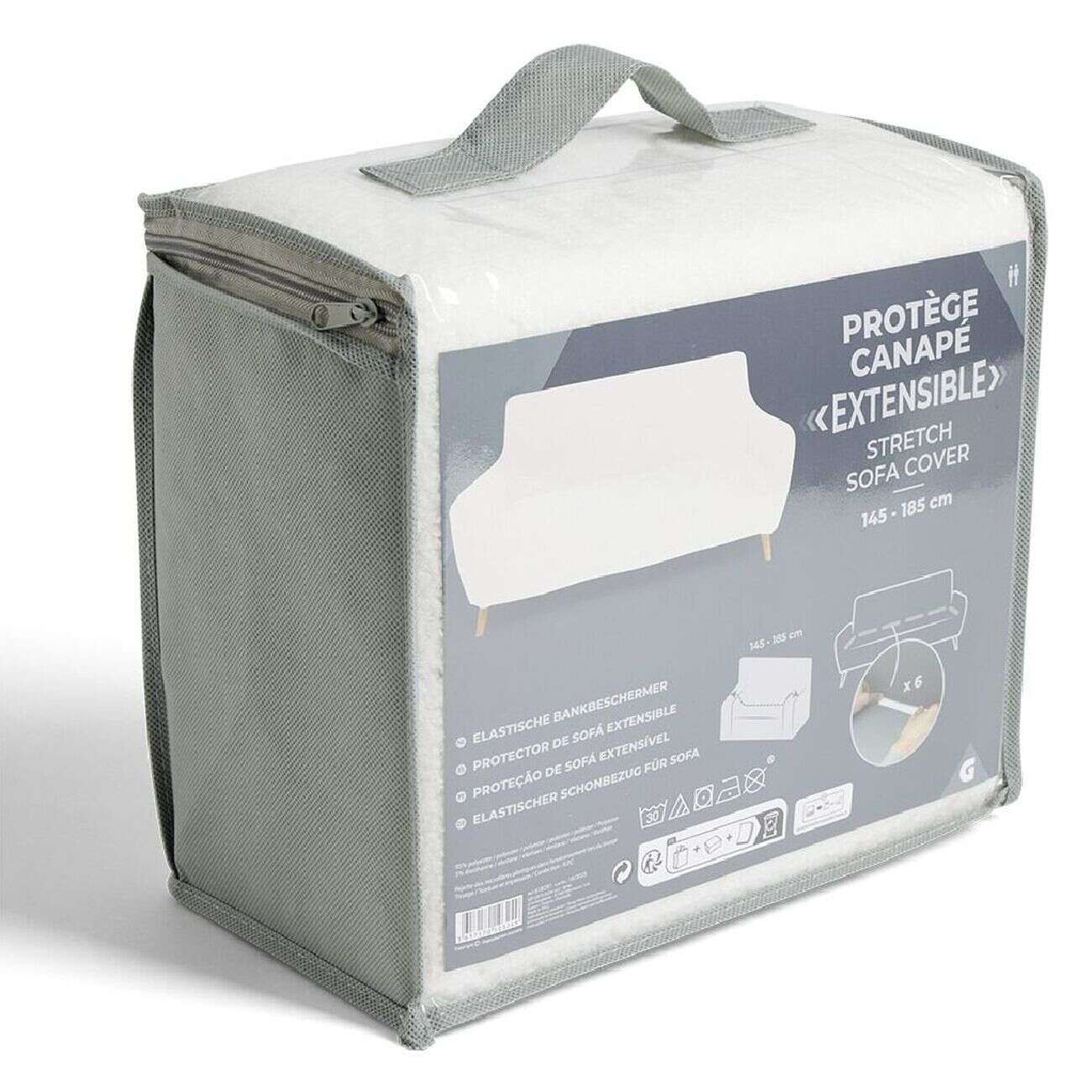 Protège canapé extensible 2 places L145-185cm effet laine bouclée beige