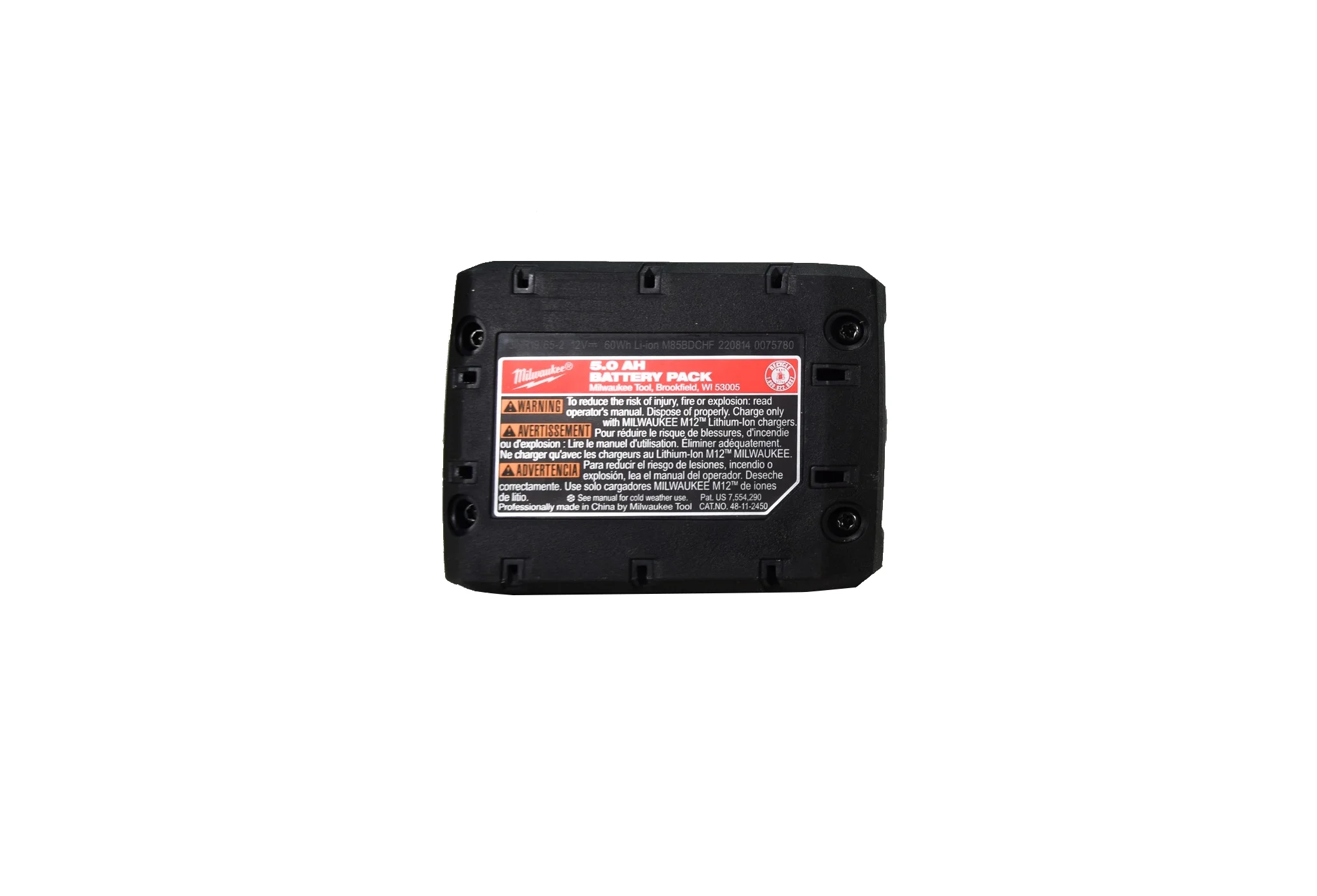 Milwaukee 48 - 11 - 2450 12V Lithium - Ion High Output 5ah Battery 2 Pack