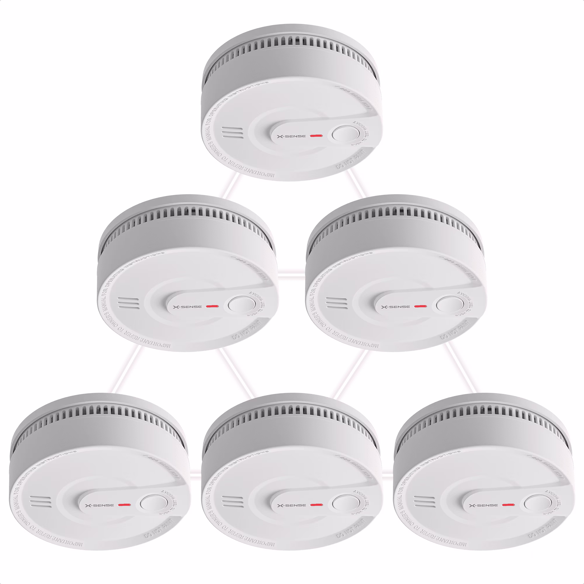 X - Sense Smoke Detector, Wireless Interconnected Fire Alarm with 10 - Year Battery Life and Transmission Range of Over 820 Ft, SD20 - W, Pack of 6