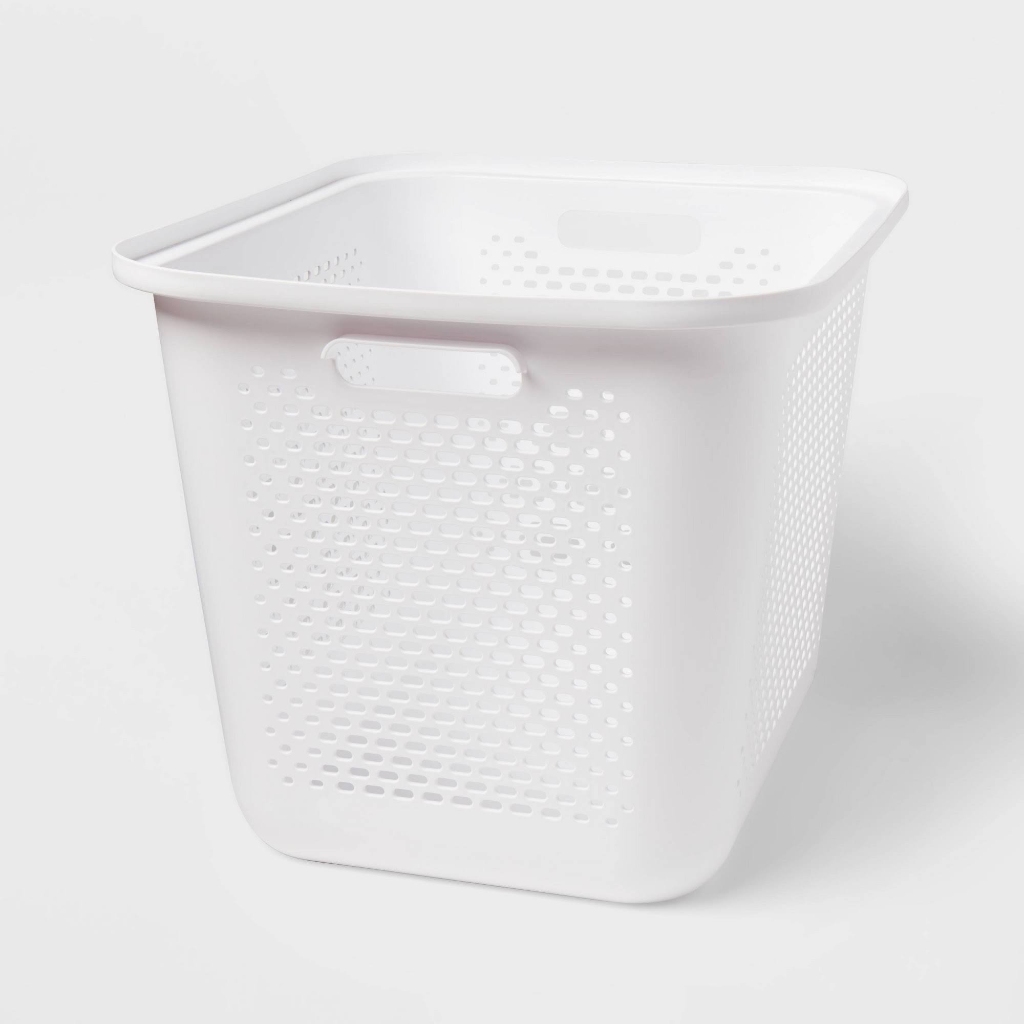Brightroom Decorative Plastic Bin with Cutout Handles - White - 1 Each