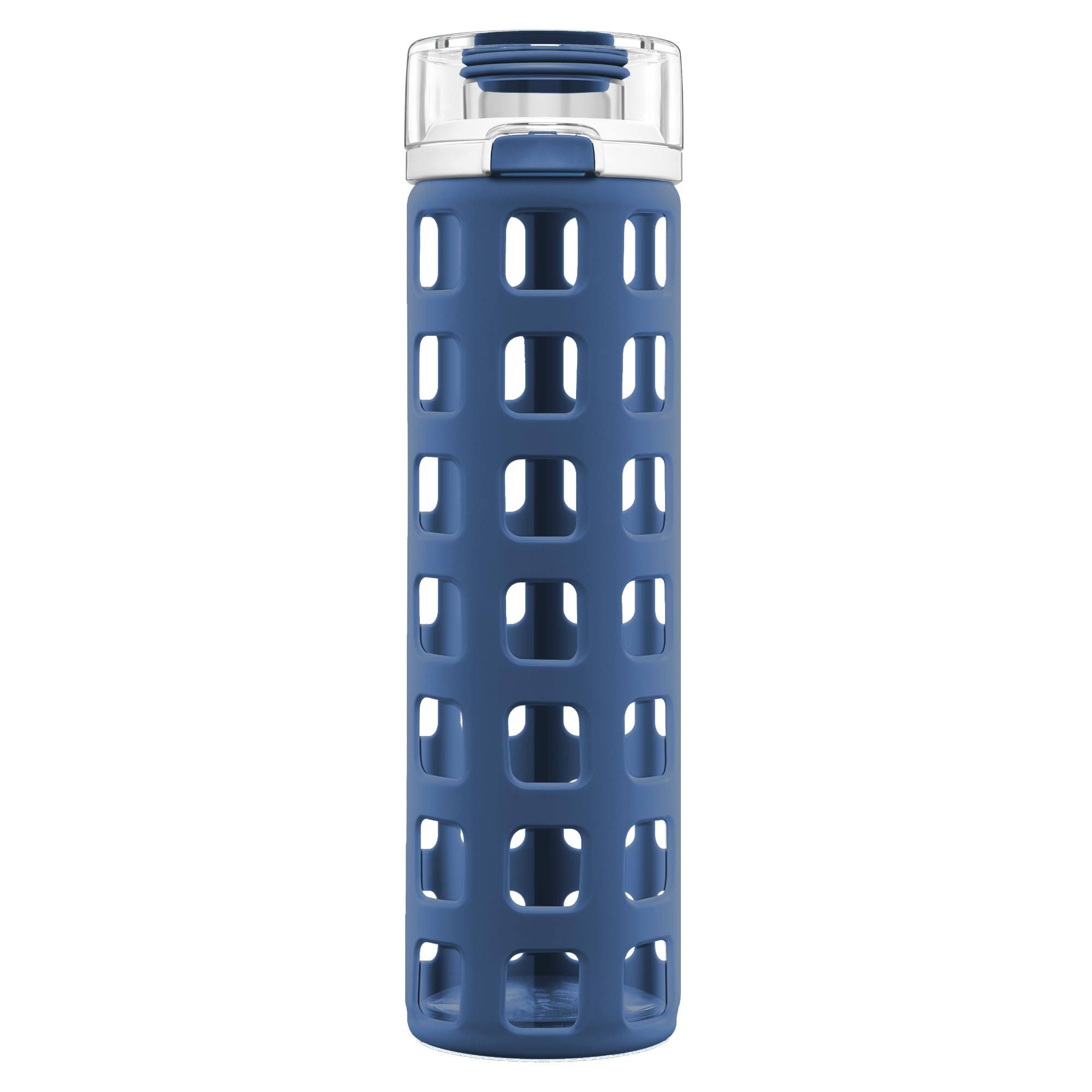 Ello Syndicate BPA-Free Glass Water Bottle with Flip Lid, Bold Blue, 20 oz.
