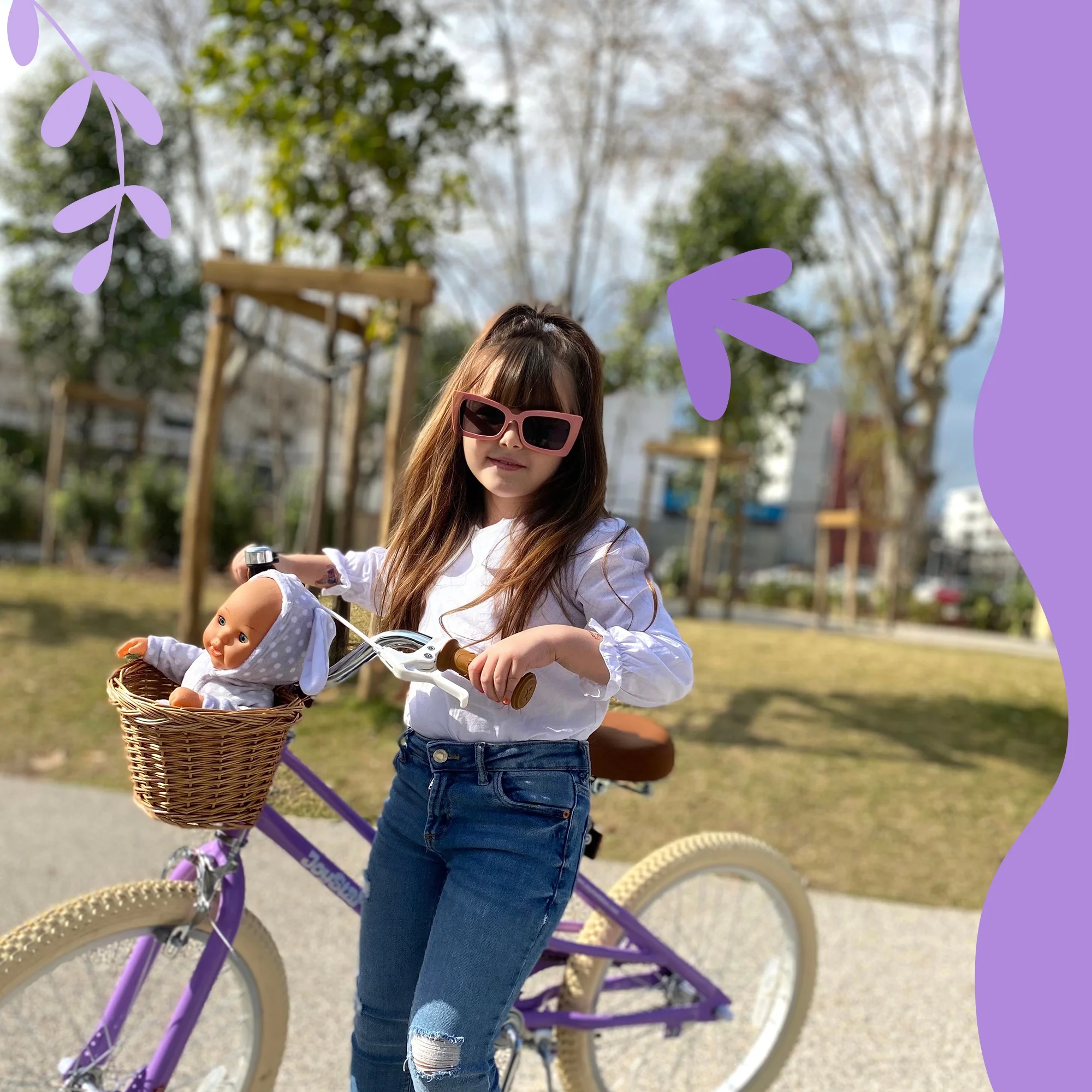 Girls Bike for 2-12 Years Old Toddlers and Kids, 12" 14" 16" Kids Bike with Training Wheels Basket, 20 Inch Kid's Bicycle with Kickstand, Retro Style Bikes(Purple/14") - Image 6