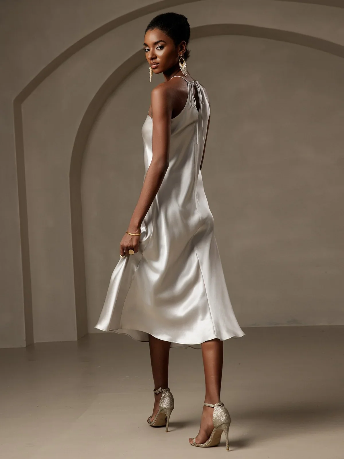 19Momme Silk Spaghetti straps Maxi Dress