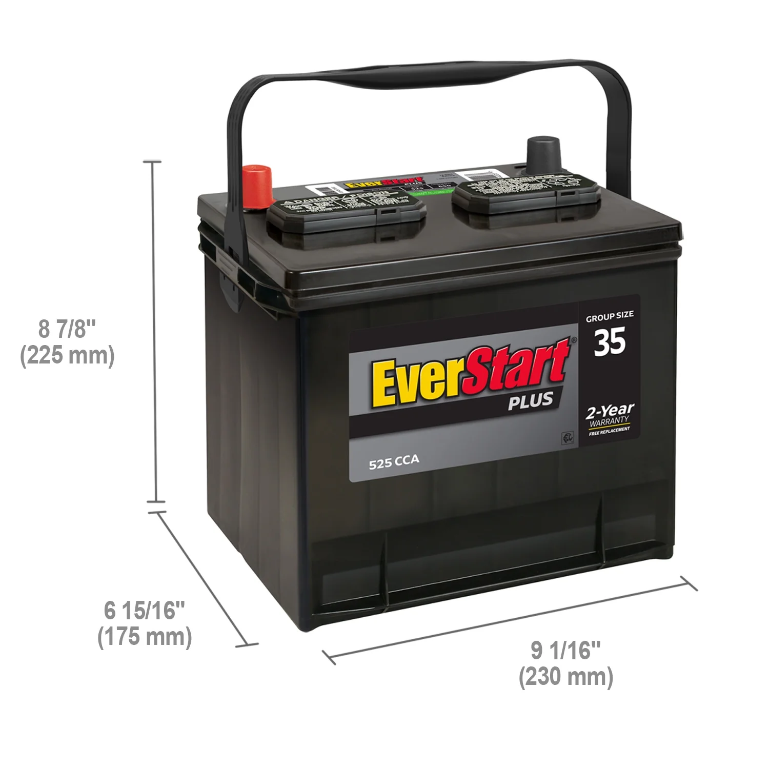 Plus Lead Acid Automotive Battery, Group Size 35 12 Volt, 525 CCA - Image 8