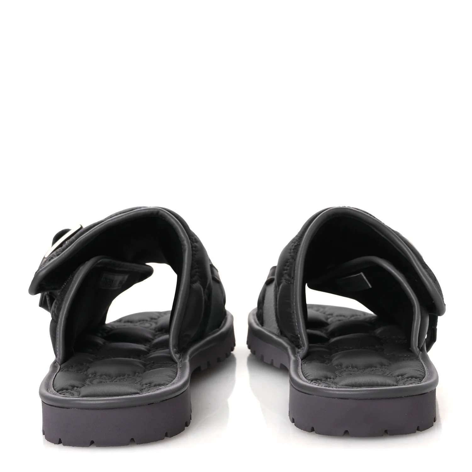 Nylon Calfskin GG Matelasse Mens Slide Sandals 11 Blue Grey