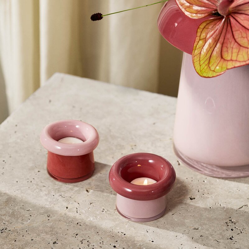 Soma telyslykt 7,5 cm 2 stk rose/terracotta
