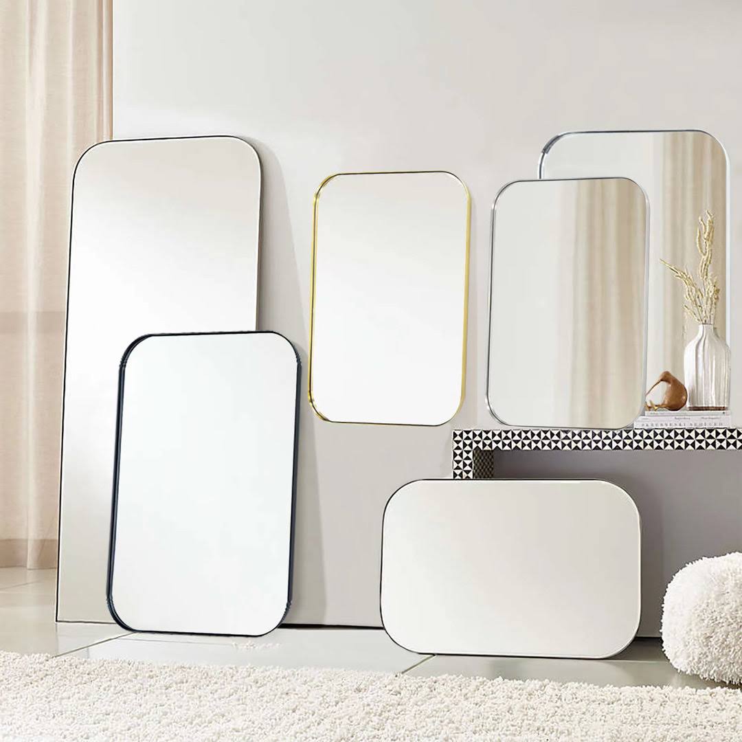 Mid-Century Modern Chic Metal Rounded Wall Mirrors Latitude Run Finish: Brushed Nickel, Size: 30