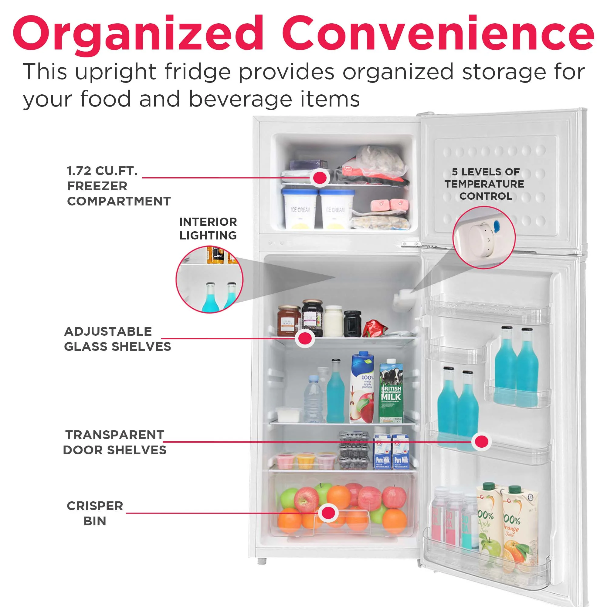 7.5 Cu. Ft. Top Mount Refrigerator, Black(Black) - Image 8