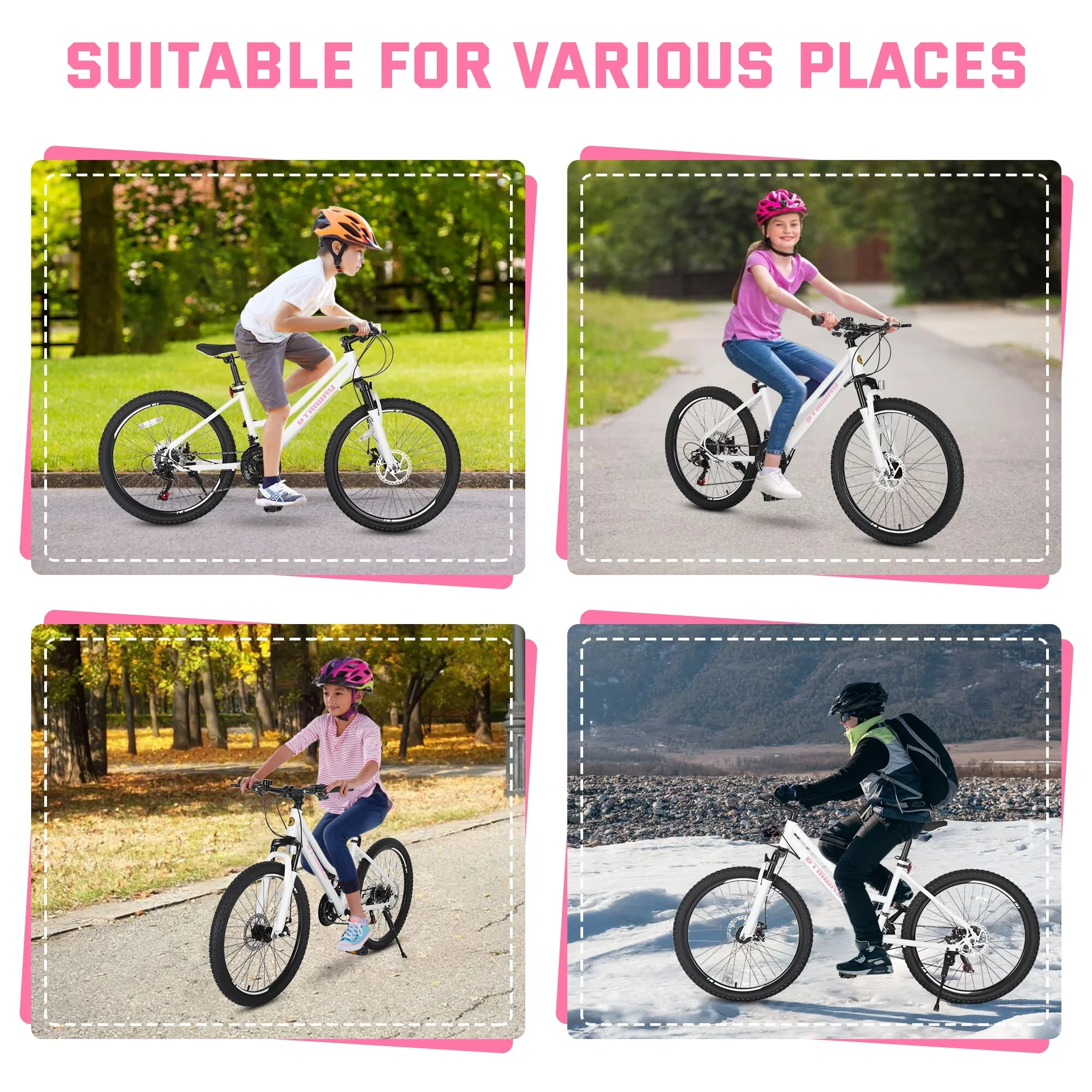 SHINPT 24 Mountain Bike for Teenagers and Adult, Mountain Bicycles with Dual Disc Brakes, Shimano 21 Speeds Bicycles for Men Women, Adult Bicycle with Comfort Saddle, Commuter Bike