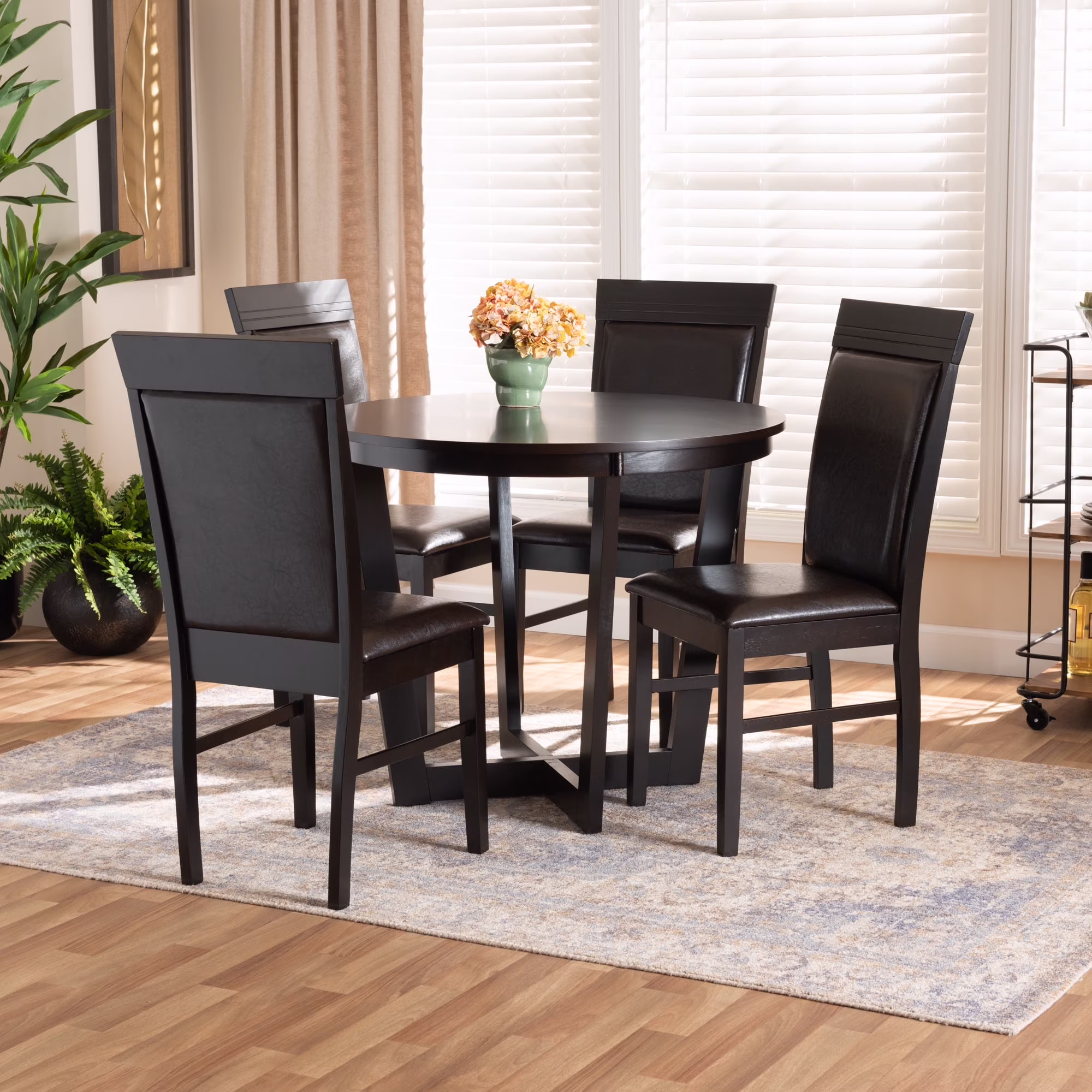 Baxton Studio Lanier Modern and Contemporary Sand Fabric Upholstered Dark Brown Finished 2 - Piece Wood Dining Chair Set