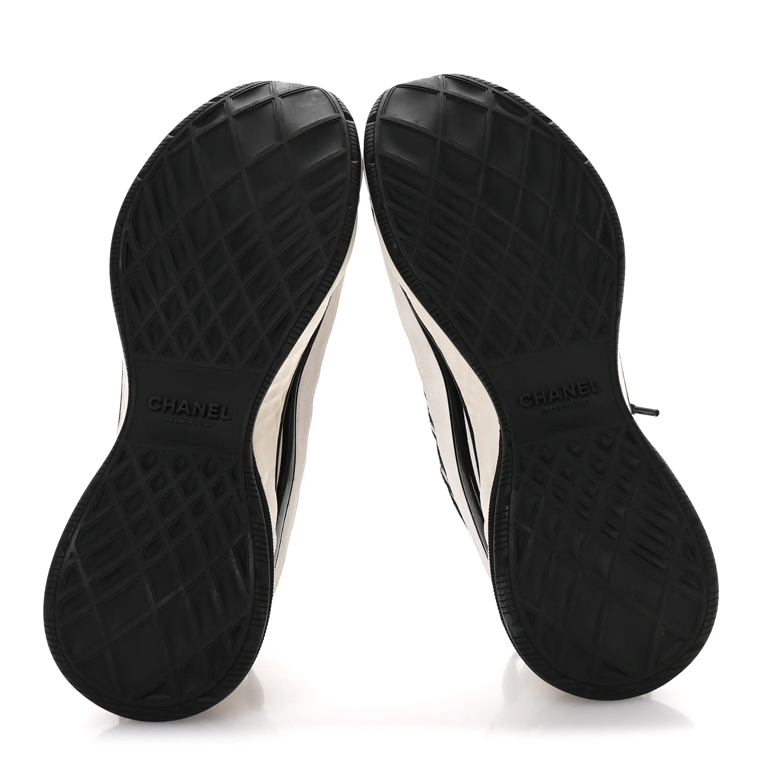 Fabric Suede Calfskin Sneakers 38 White Black