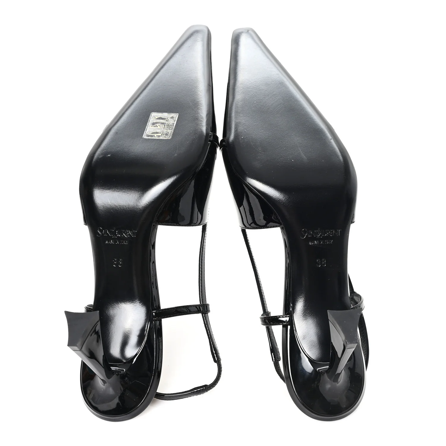 Patent Calfskin Jacqueline 75 Slingback Pumps 38 Black