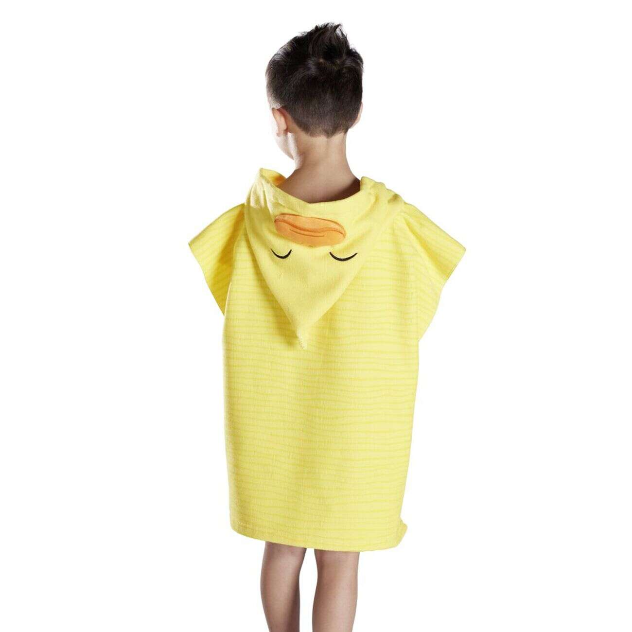 Poncho de bain enfant canard rayures jaune Taille unique 50x76cm