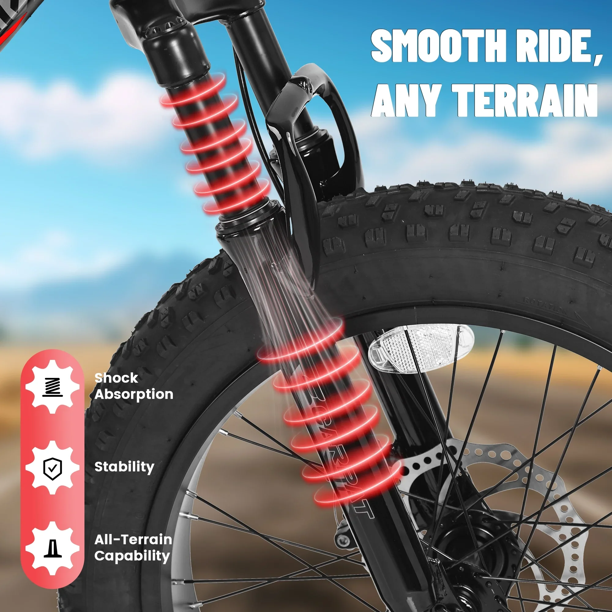 Ecarpat 20 Inch Fat Tire Kids Mountain Bike Shimano 7 Speed Dual Disc Front Suspension Bicycle for Boys Girls.