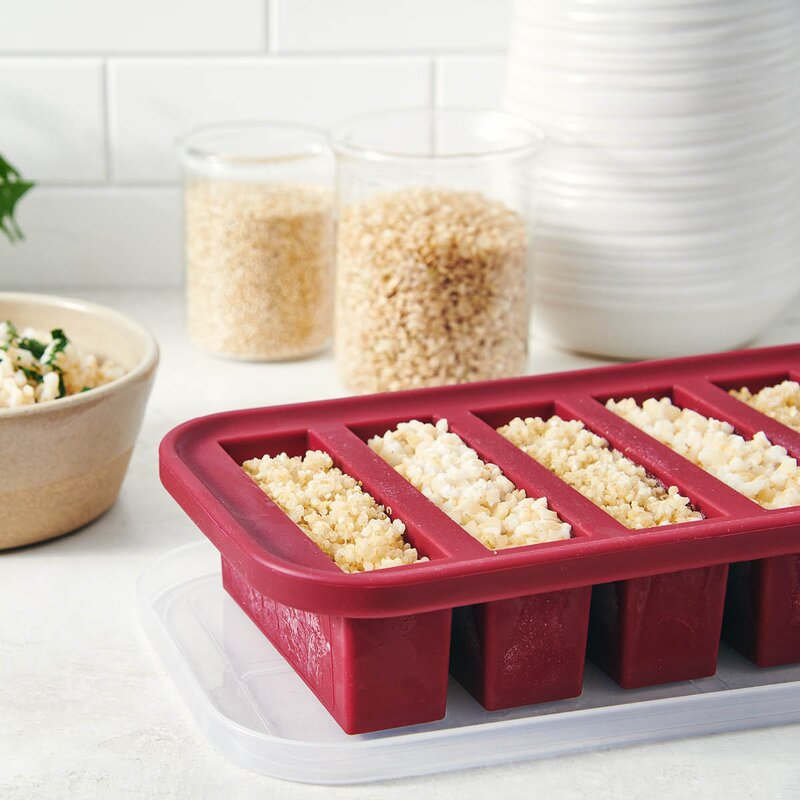 Matoppbevaring m/lokk silikon half-cup 6x125 ml cranberry