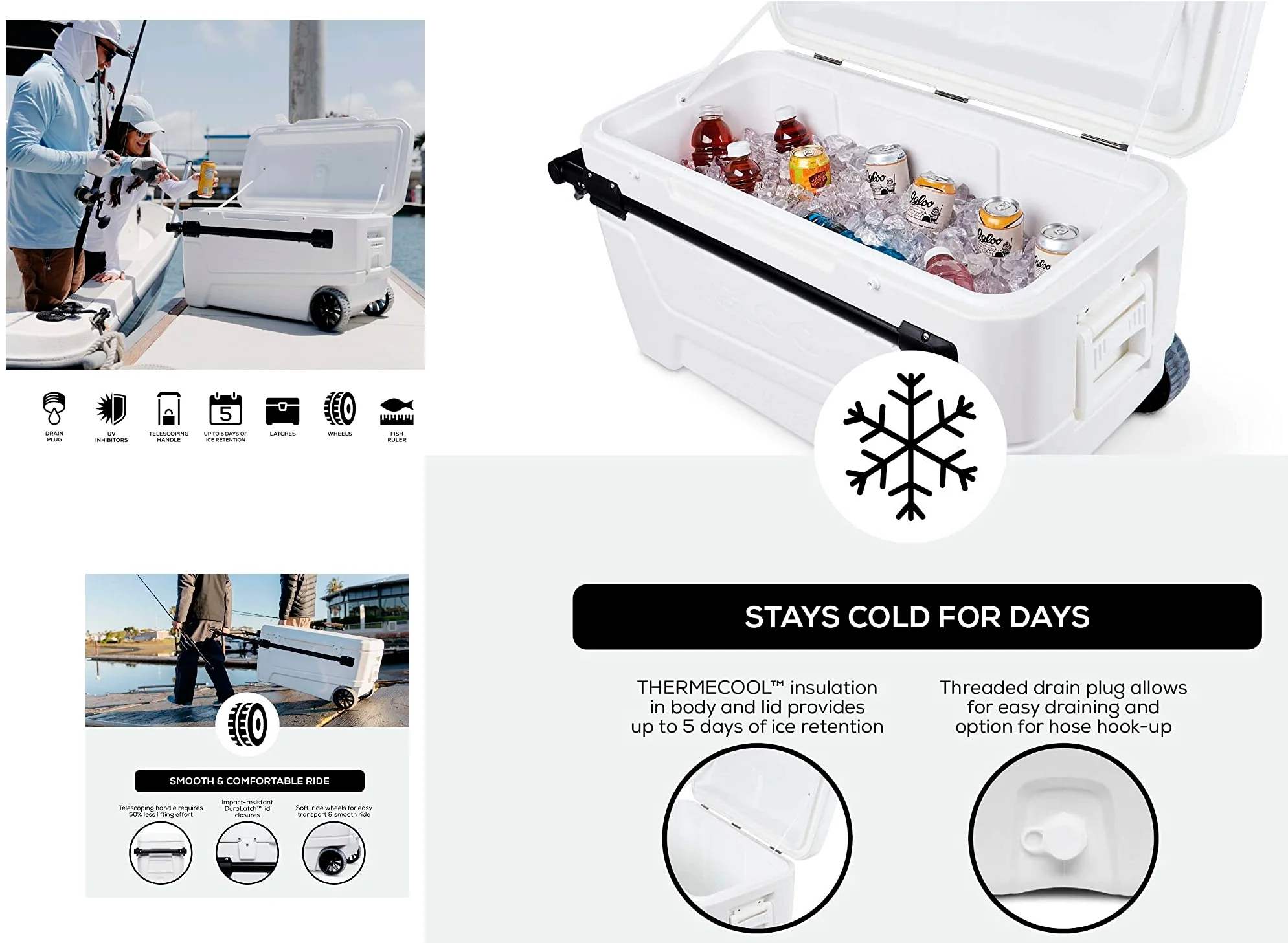 50170 110 Qt Glide Pro Portable Large Ice Chest Wheeled Cooler - Image 6