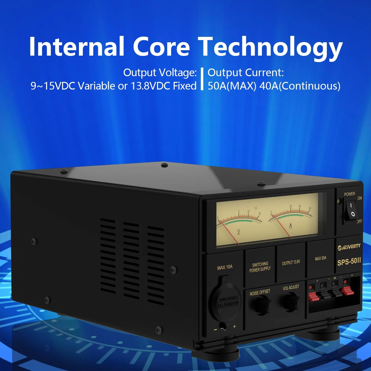 Universal Compact Bench Power Supply- 30 Amp Regulated Home Lab Benchtop AC-to-DC Converter 13.8 Volt/9-15Volt, Cooling Fan, Screw Type Terminals SPS-1332(1332(5-19V 30A)) - Image 10