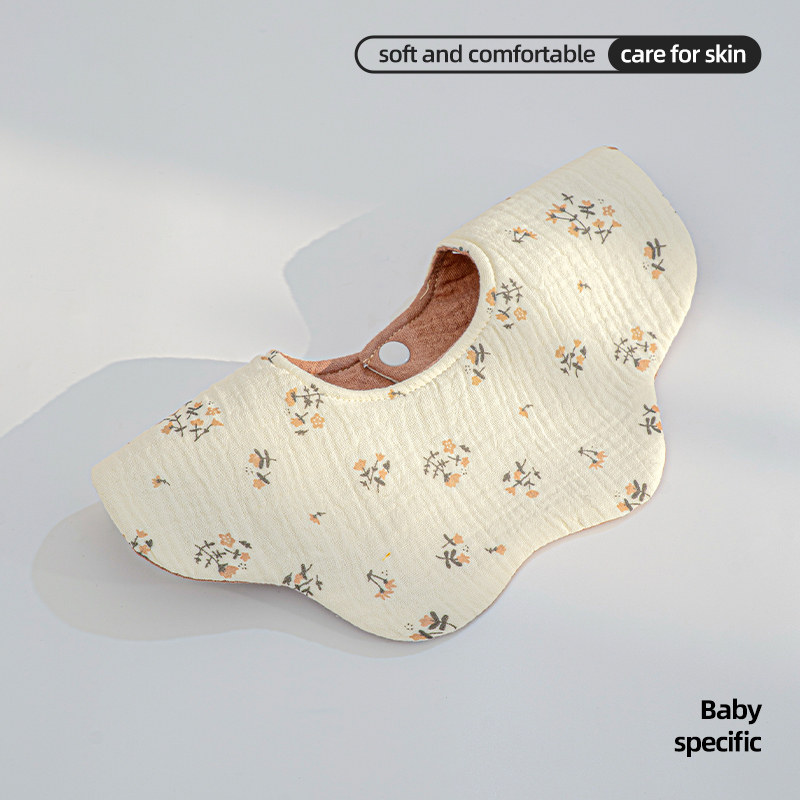 Premium 2 Layer Muslin Baby Bib 360 Degree Rotation 8 Petal Shape Soft Cotton Gauze Infant Drool Bib for Daily Feeding Wear