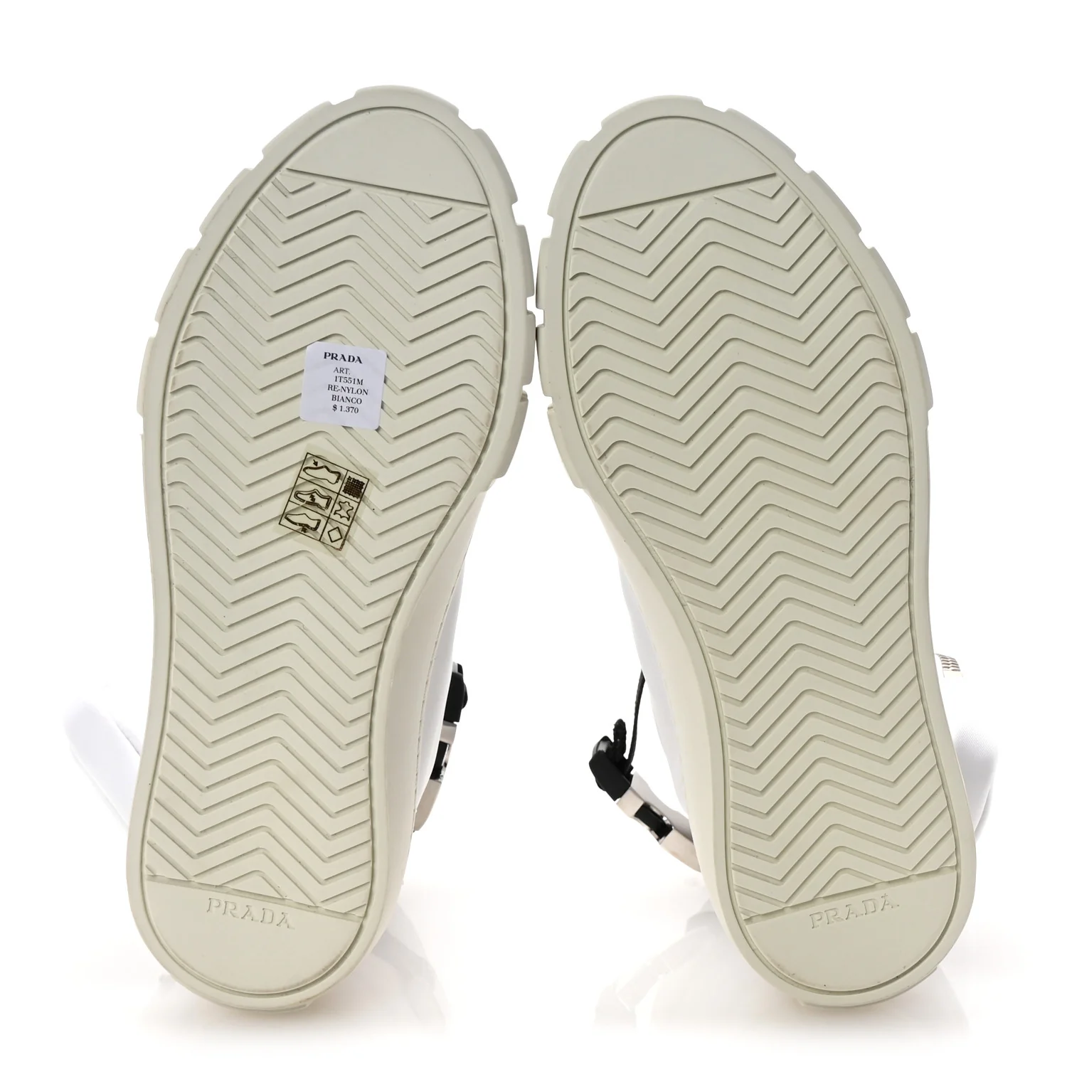 Re-Nylon Gabardine Metal Triangle Logo Wheel Pouch Pocket High Top Sneakers 36 White