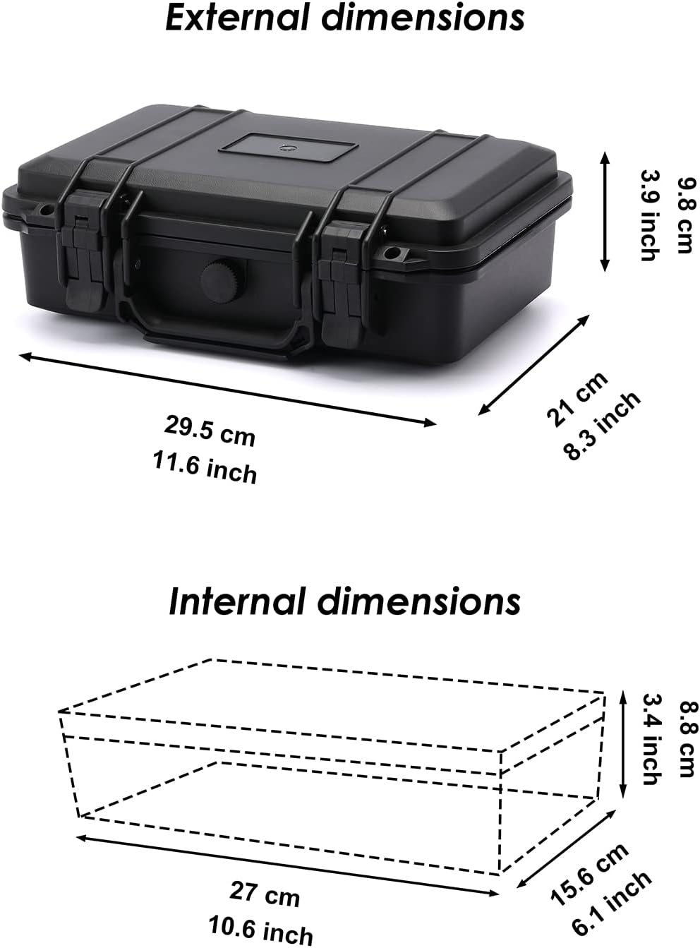CASOMAN 11.5-Inch Water-Proof & Explosion-Proof Box, with Cushion-Proof Sponge, IP67 Water-Proof Grade, Customizable Foam