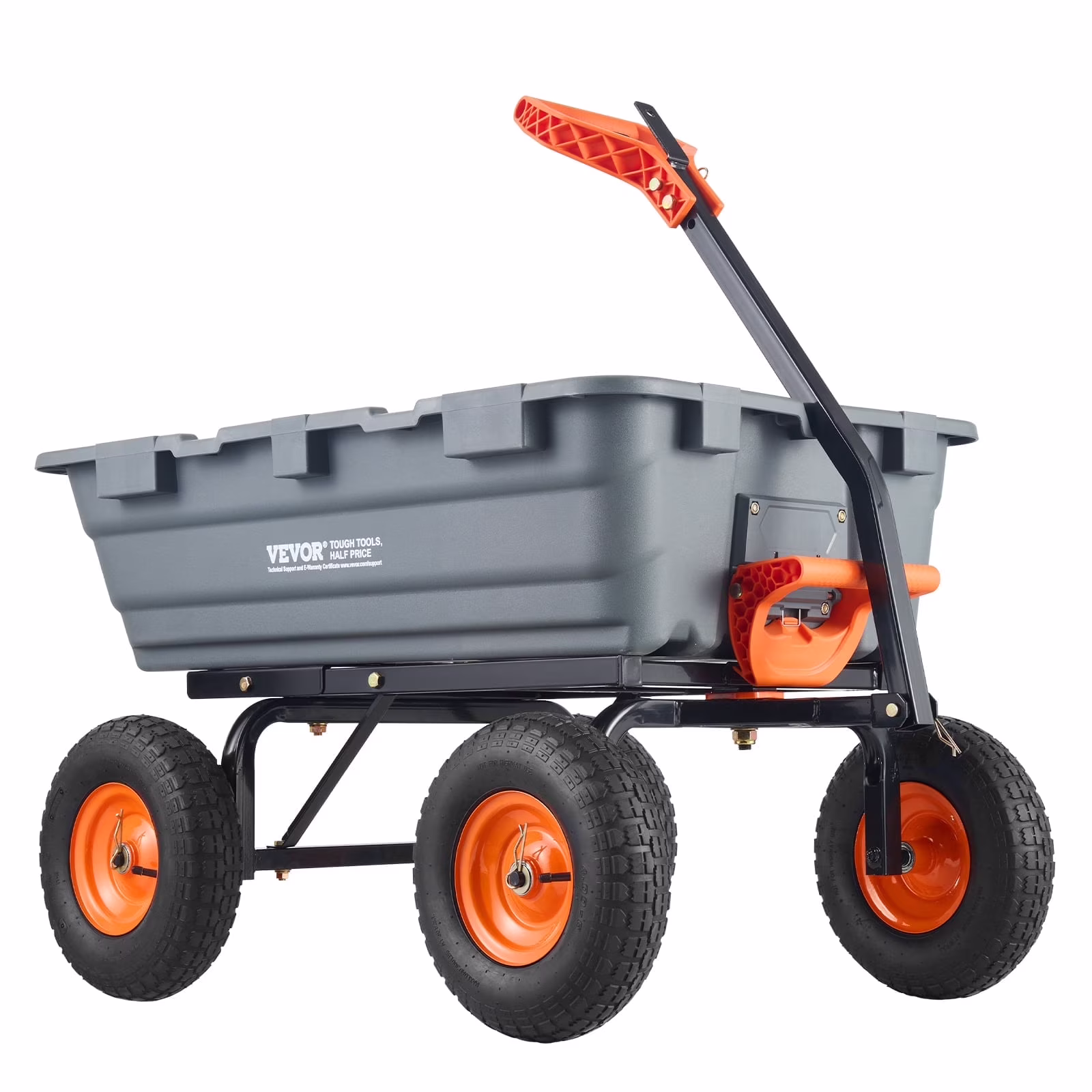 VEVOR Garden Cart, Durable Poly Dump Cart with Simple Assembly Steel Frame, Versatile Dump Wagon with Dual - Function Handle, 6.48 Cu.ft Utility Barrow 1200 lb Load, 13 in Wheels