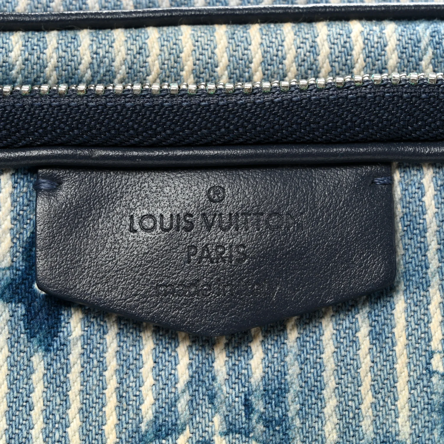 Hickory Stripes Denim Monogram Watercolor Outdoor Pouch Blue