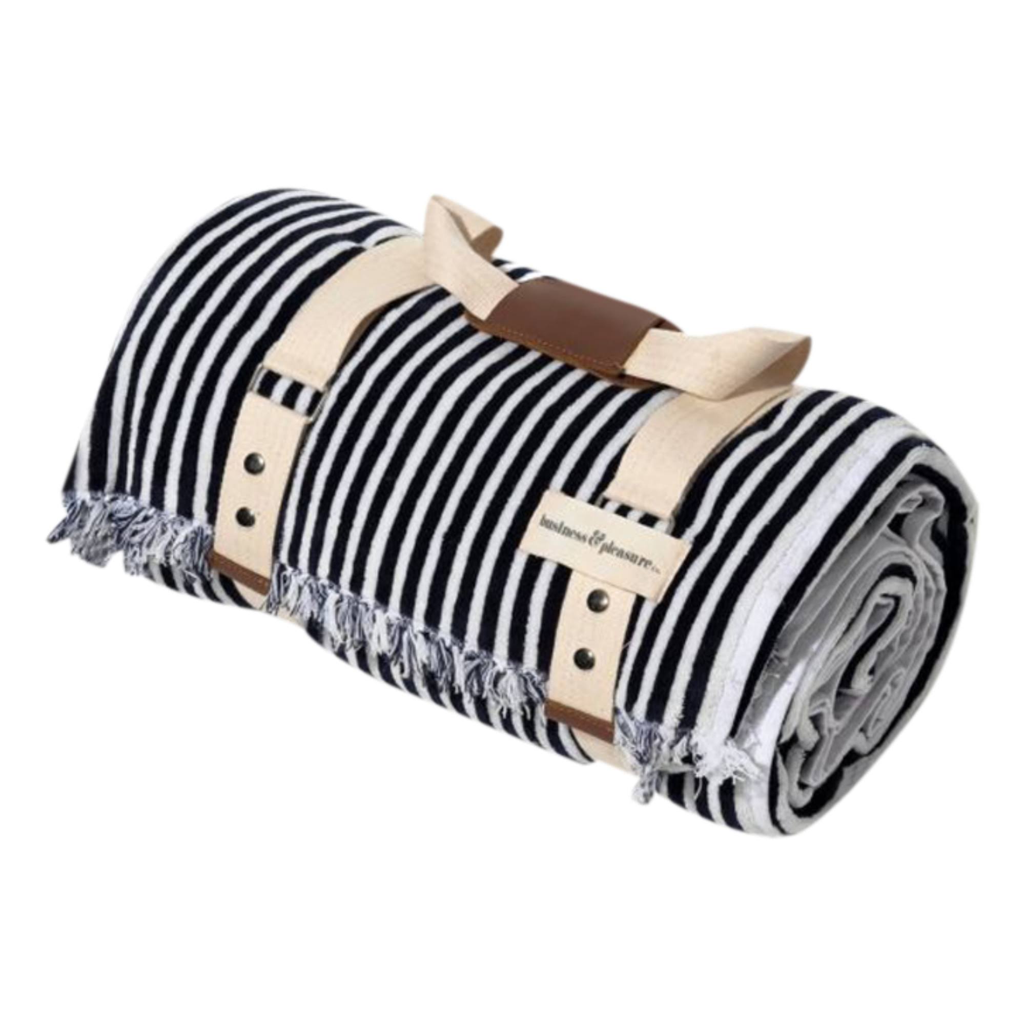 Business Pleasure Beach Blanket - Navy Stripe