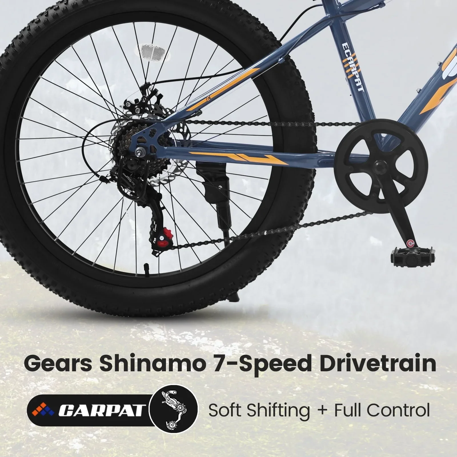 24 inch Mountain Bike with Fat Tires, Kids Bike with Disc Brakes & Suspension
