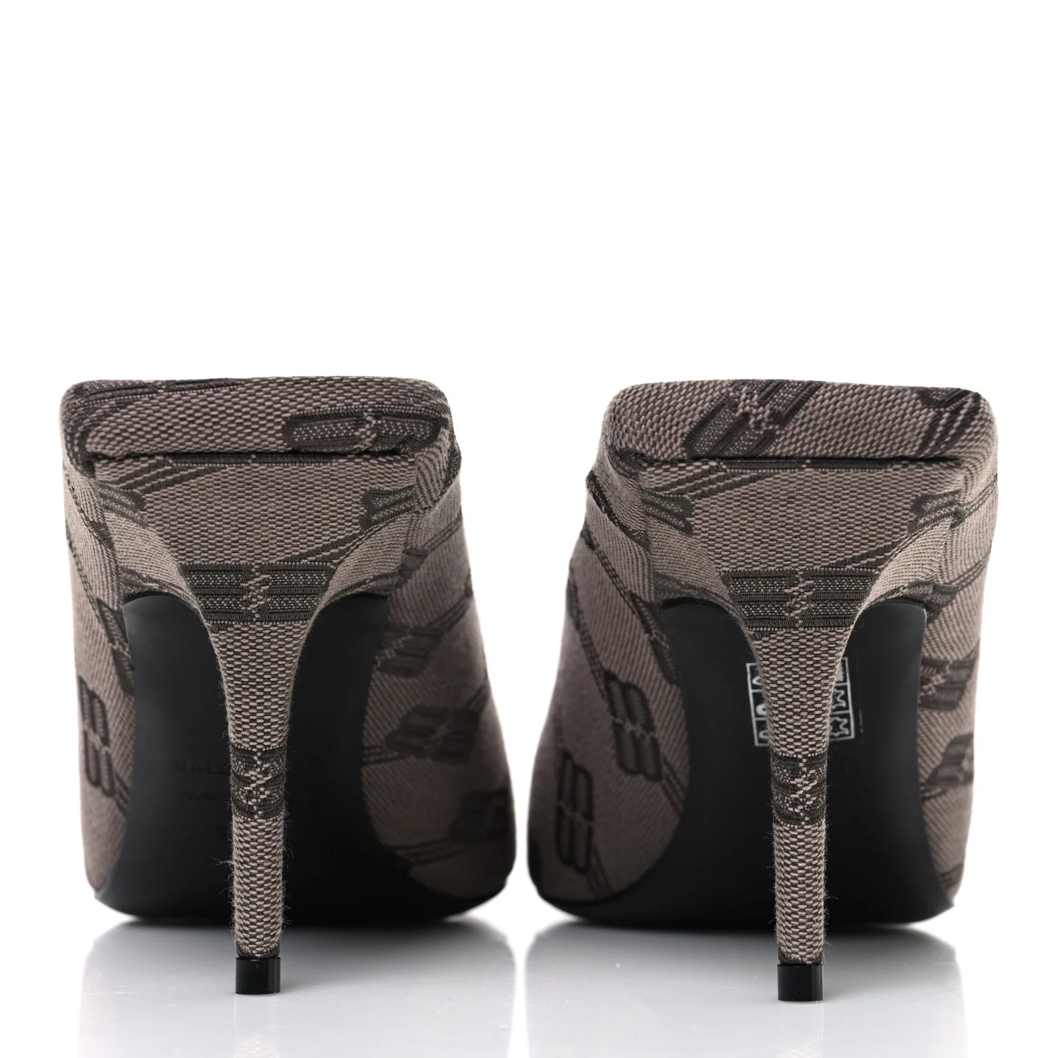 BB Monogram Square Knife 80mm Mule Pumps 38.5 Dark Mink Grey Dark Brown