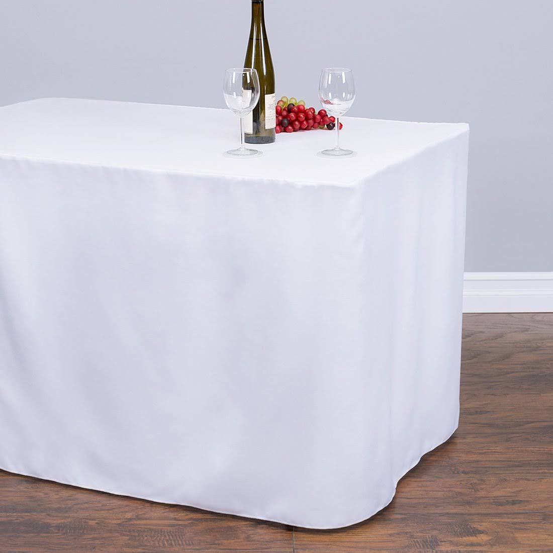 Linentablecloth 6 ft Fitted Polyester Tablecloth White