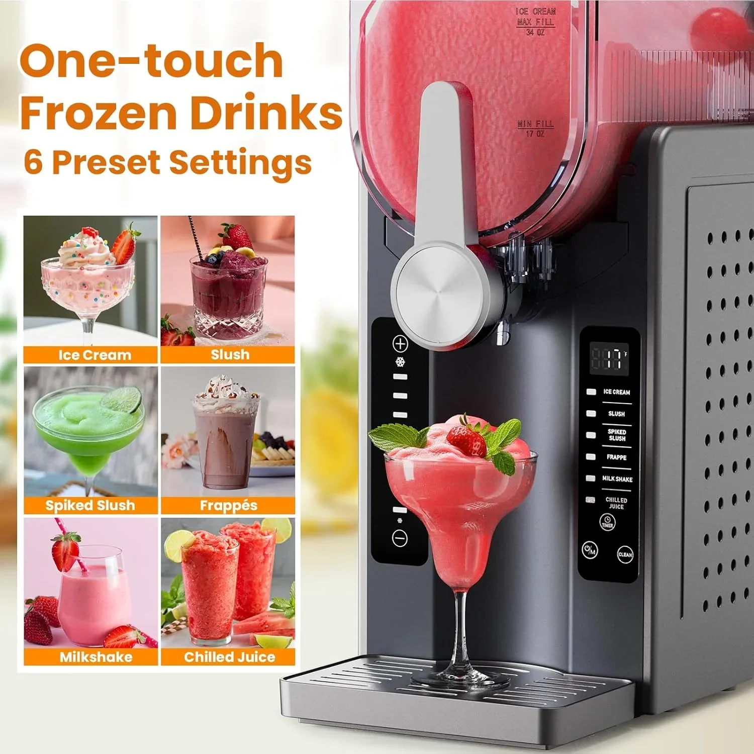 Machine à granita professionnelle pour boissons glacées, sans glace, avec écran LED