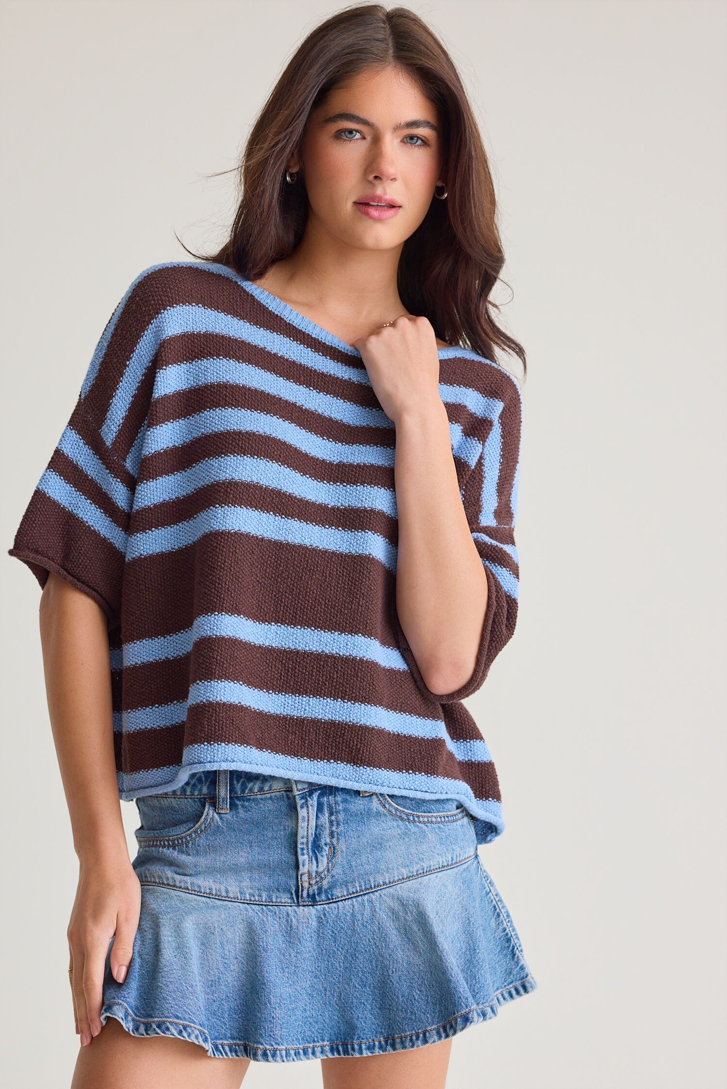 Virella Ruffle Denim Mini Skort