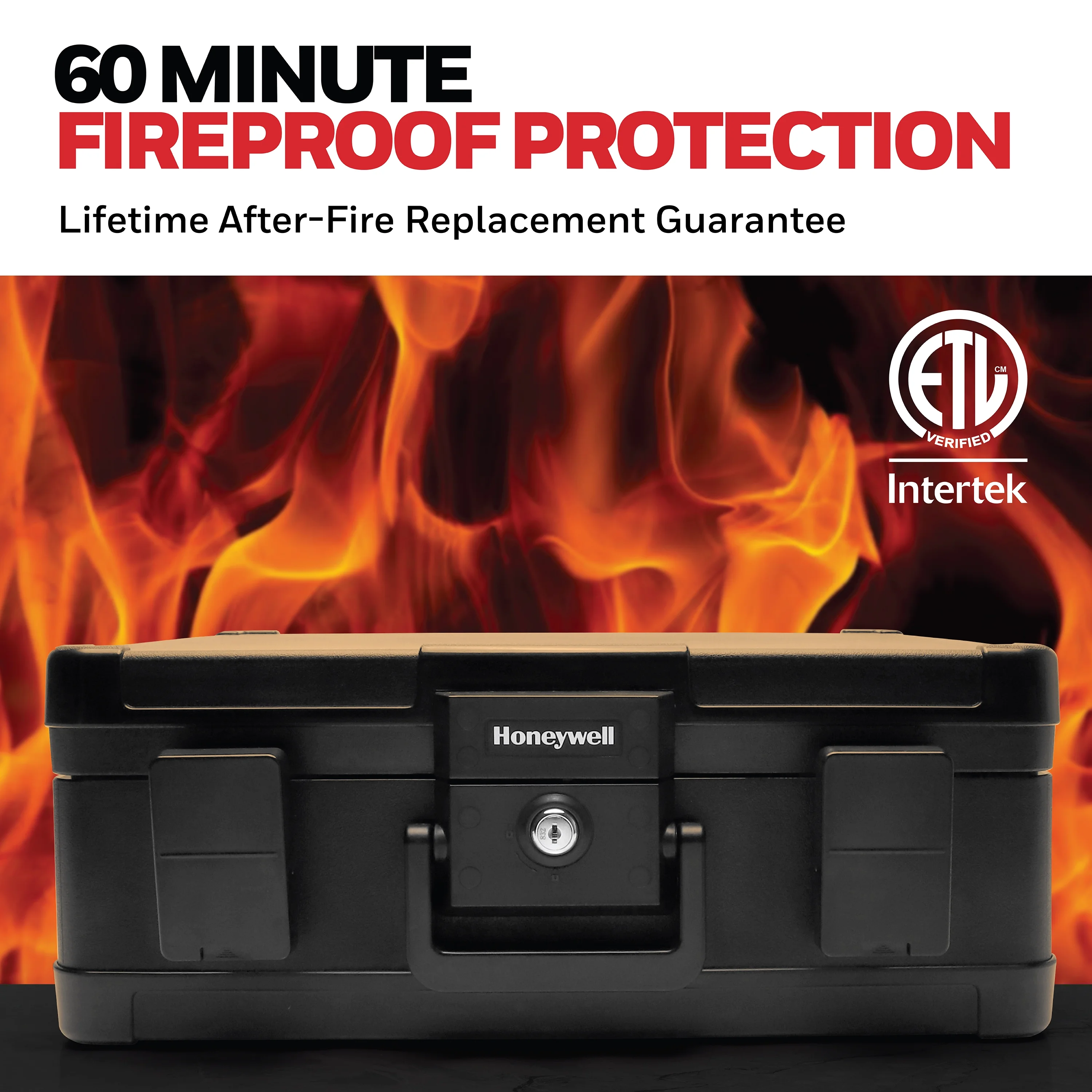 Premium Waterproof Fire Resistant Chest Safe, Key Lock, Large 0.39 cu ft, Black - Image 4