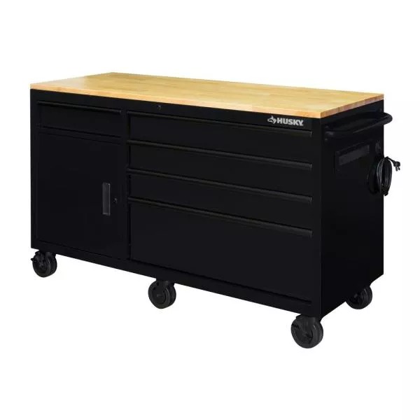 Établi mobile 62 po, 5 tiroirs, 1 porte, noir mat