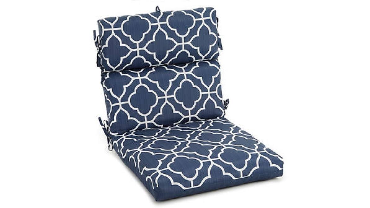 Fandango Navy Blue Quatrefoil Reversible Outdoor Chair Cushion