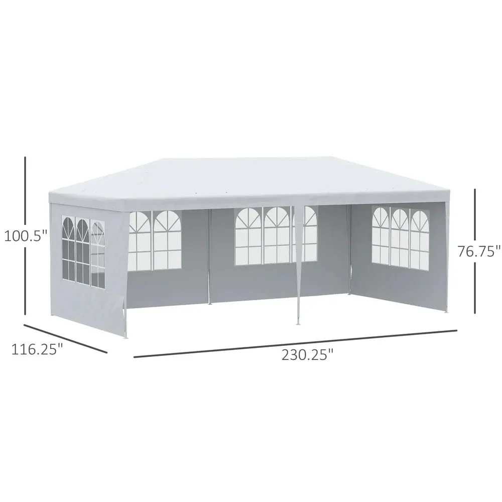 GVN Backyard Garden Canopy, Camping Canopy Screen Tent,Large 20' x 10' Gazebo Canopy Party Tent with 4 Removable Window Side Walls, White