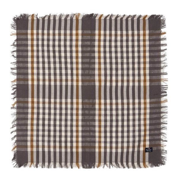 Rutete serviett med frynser 50x50 cm grå/hvit/fudge