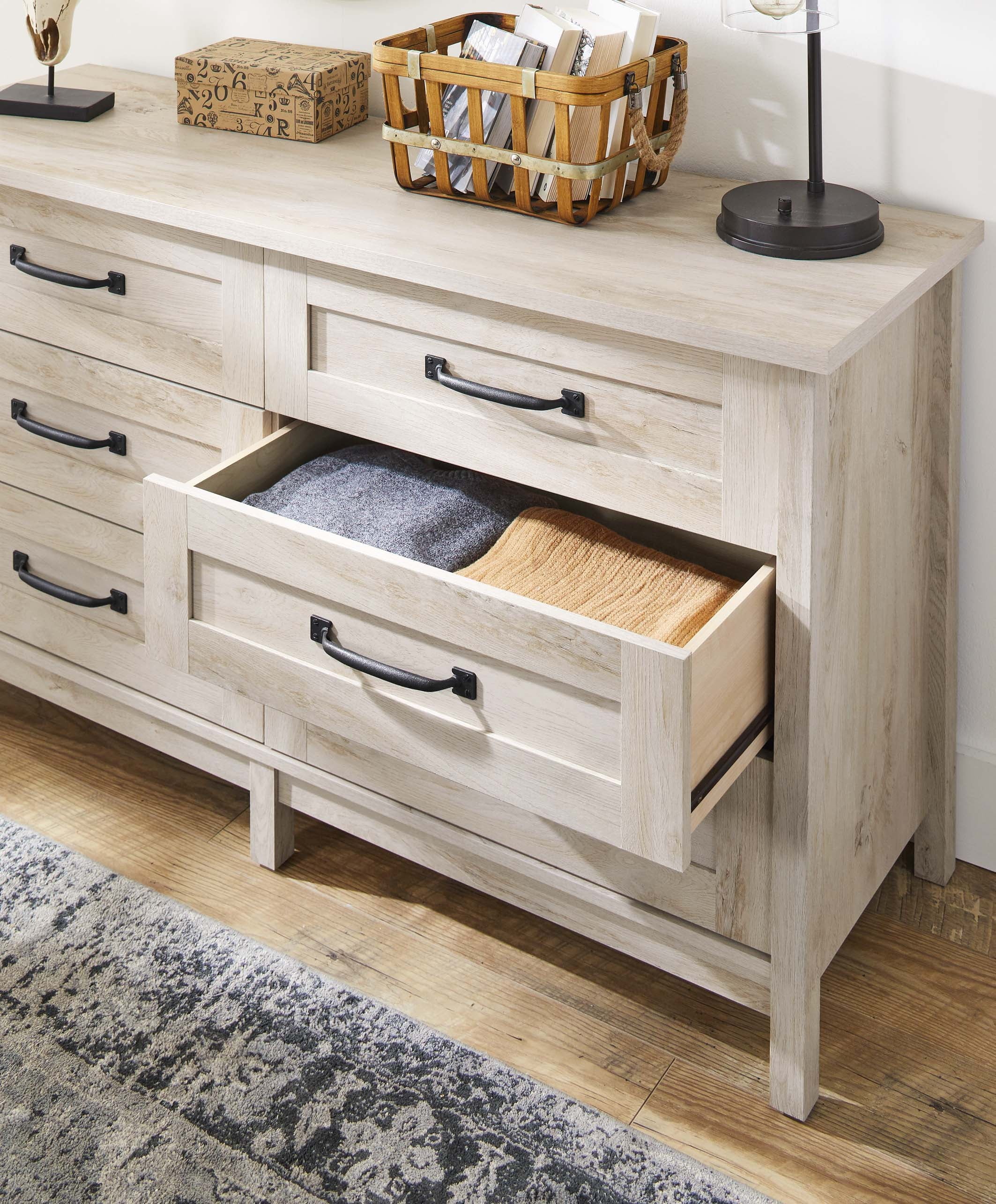 Better Homes & Gardens Modern Farmhouse 6-Drawer Dresser, Rustic White Finish