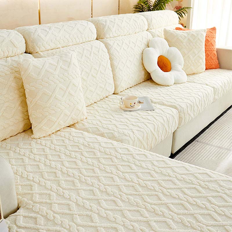 Full Wrap Soft Fleece Stretch Sectional Couch Cover