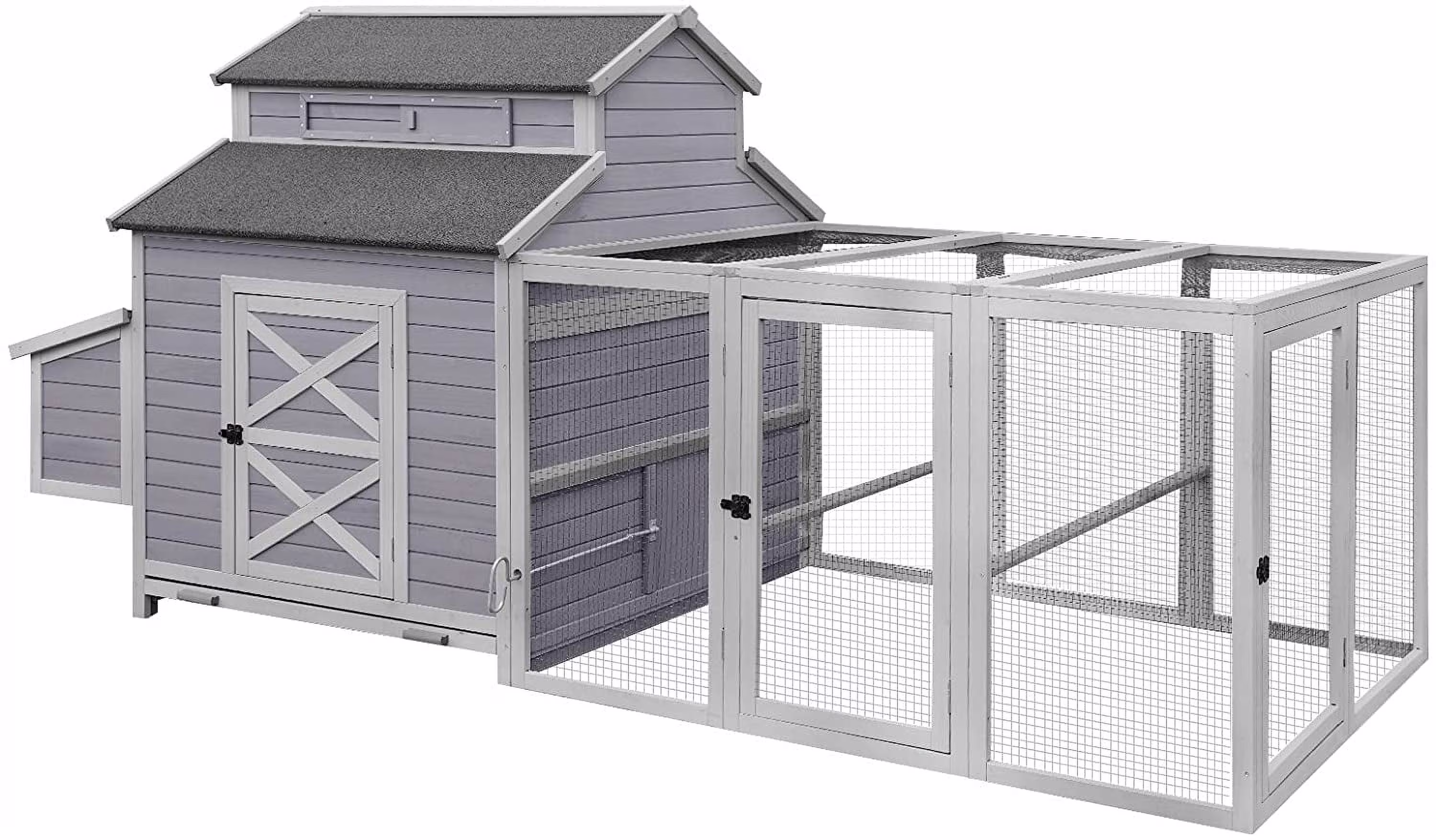 Extra Large Chicken Coop Wooden Hen House for 8-10 Chickens(Gray)