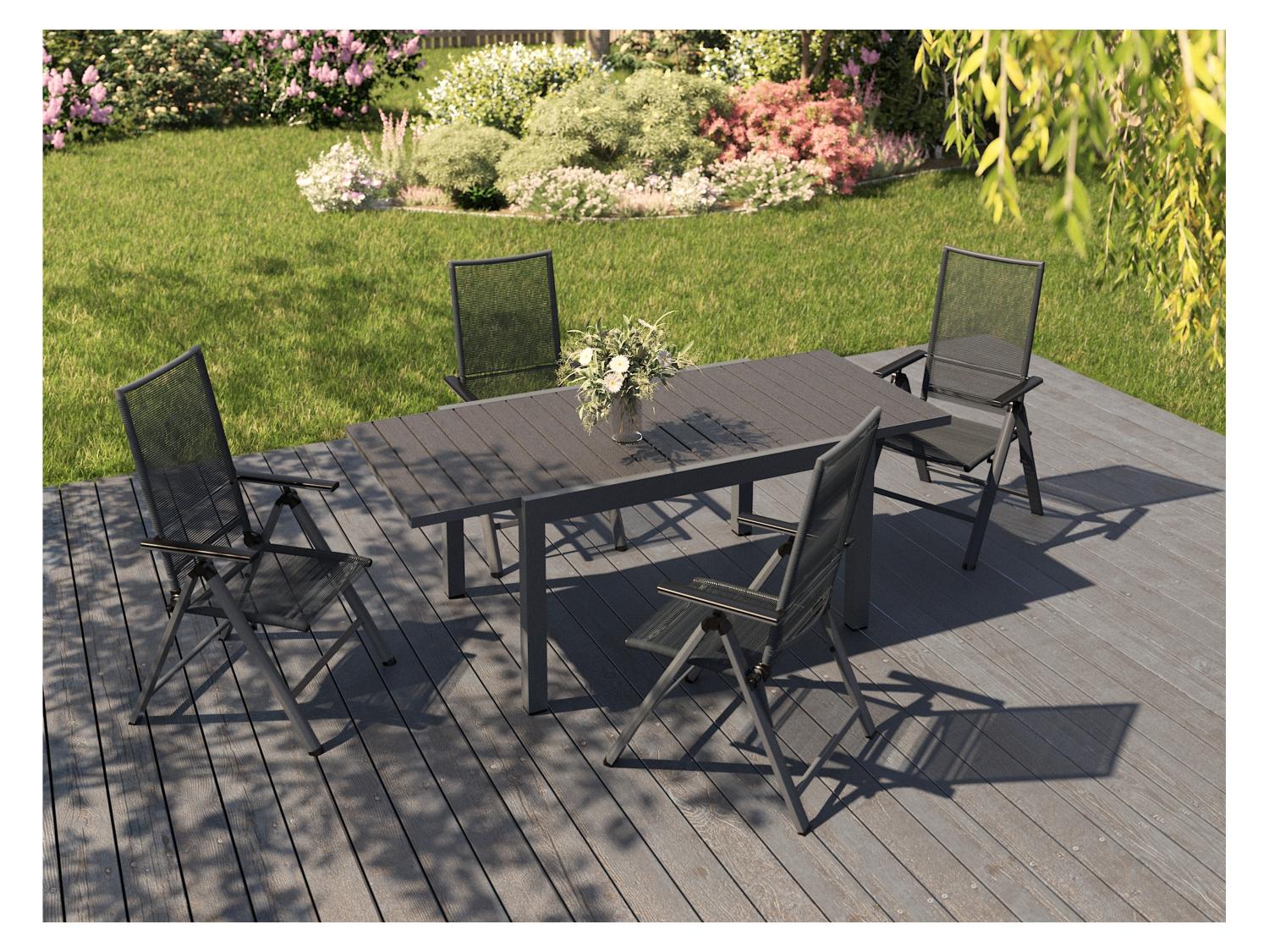LIVARNO Table de jardin + Lot de 4 fauteuils Miami