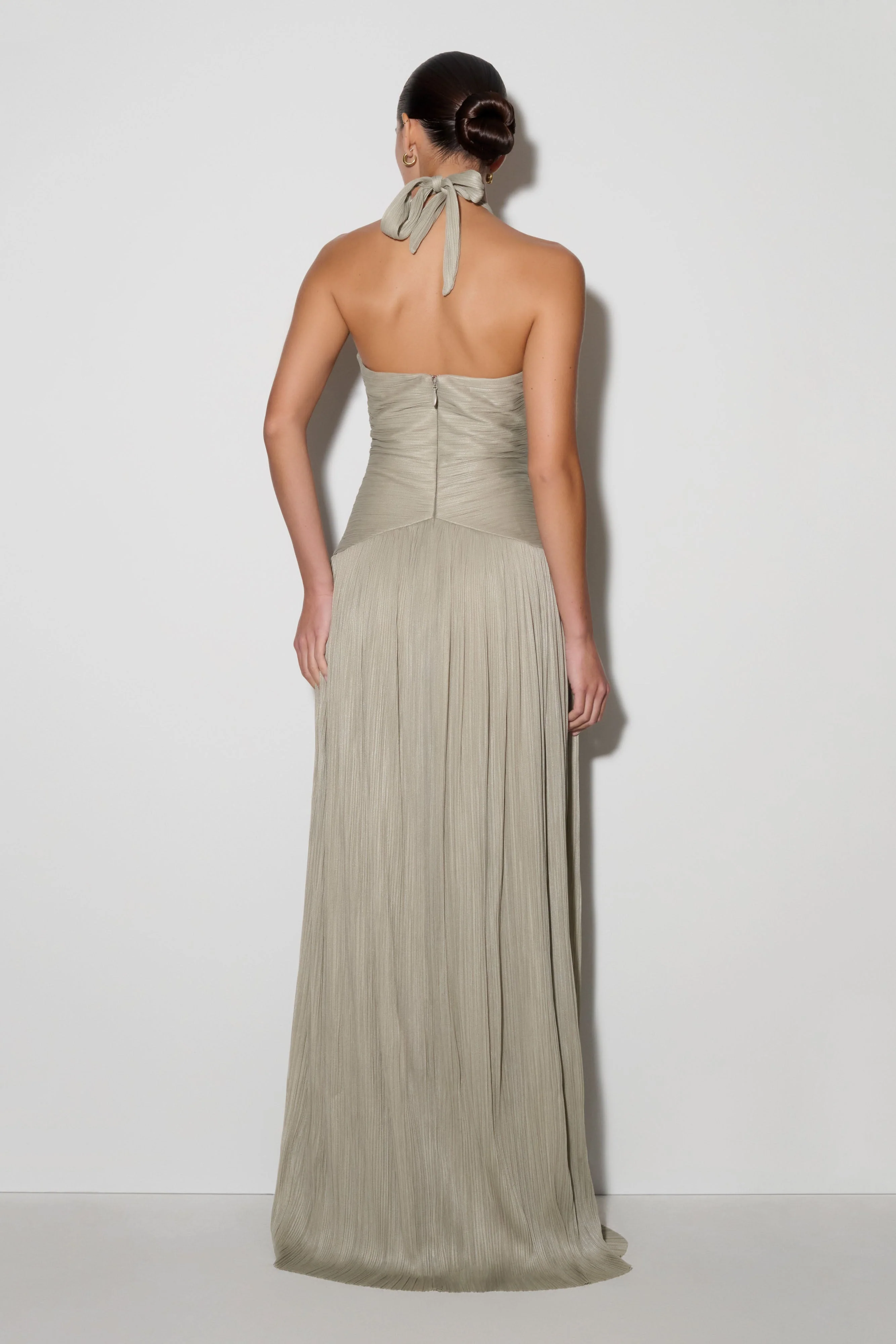 Juliette Pleated Chiffon Maxi Dress - Silver