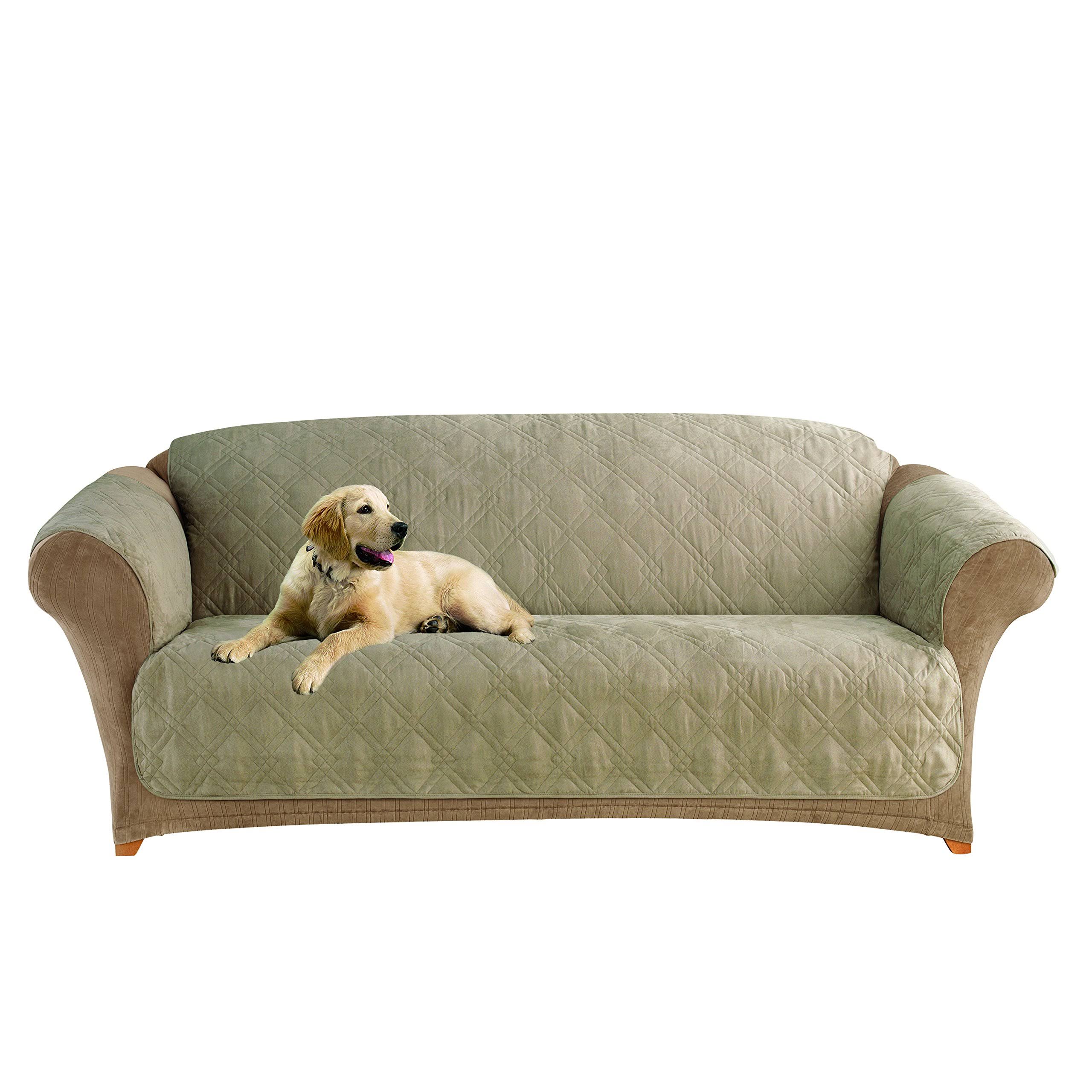 Sure Fit Box Cushion Sofa Slipcover, Sable