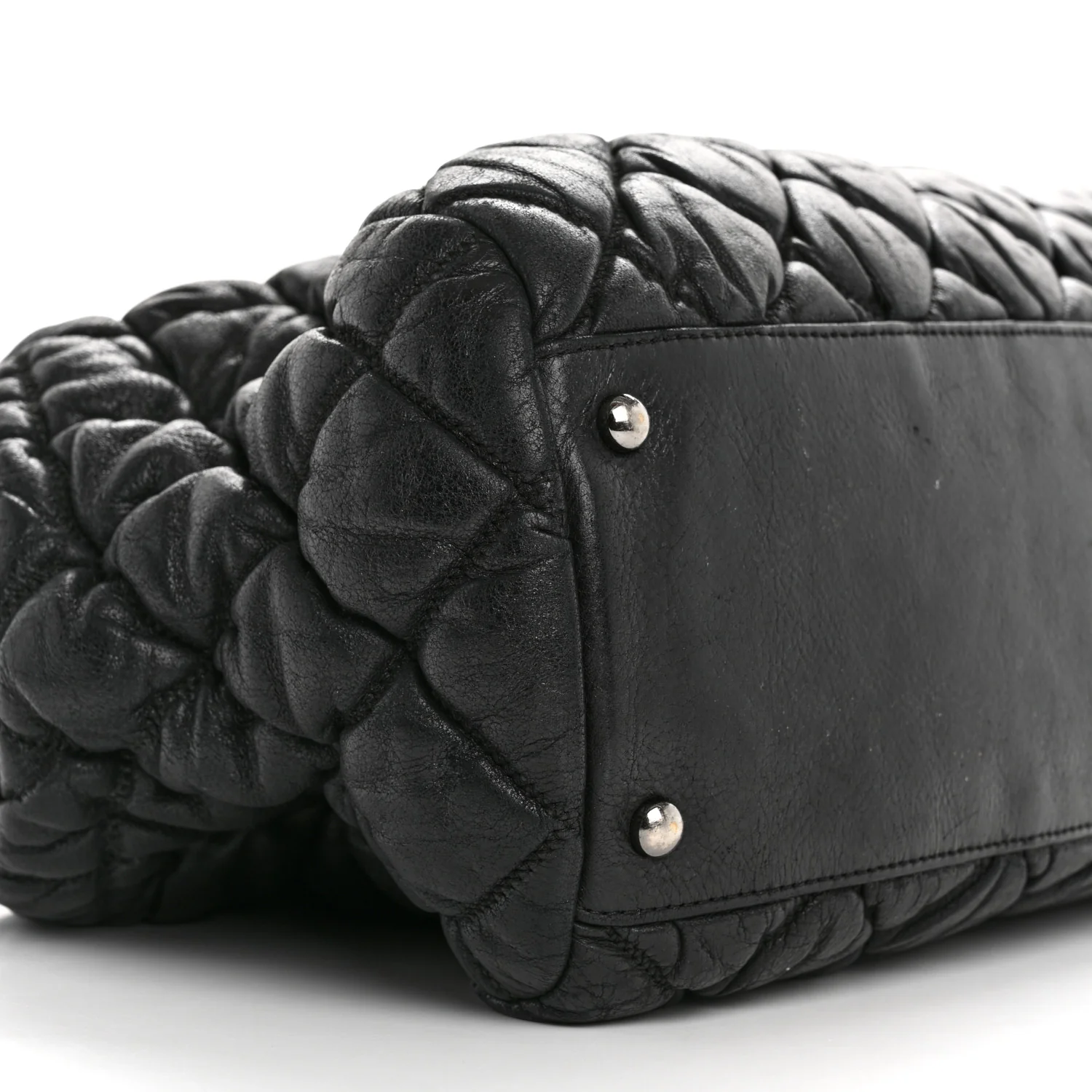 Calfskin Bubble Quilt Bowler Black