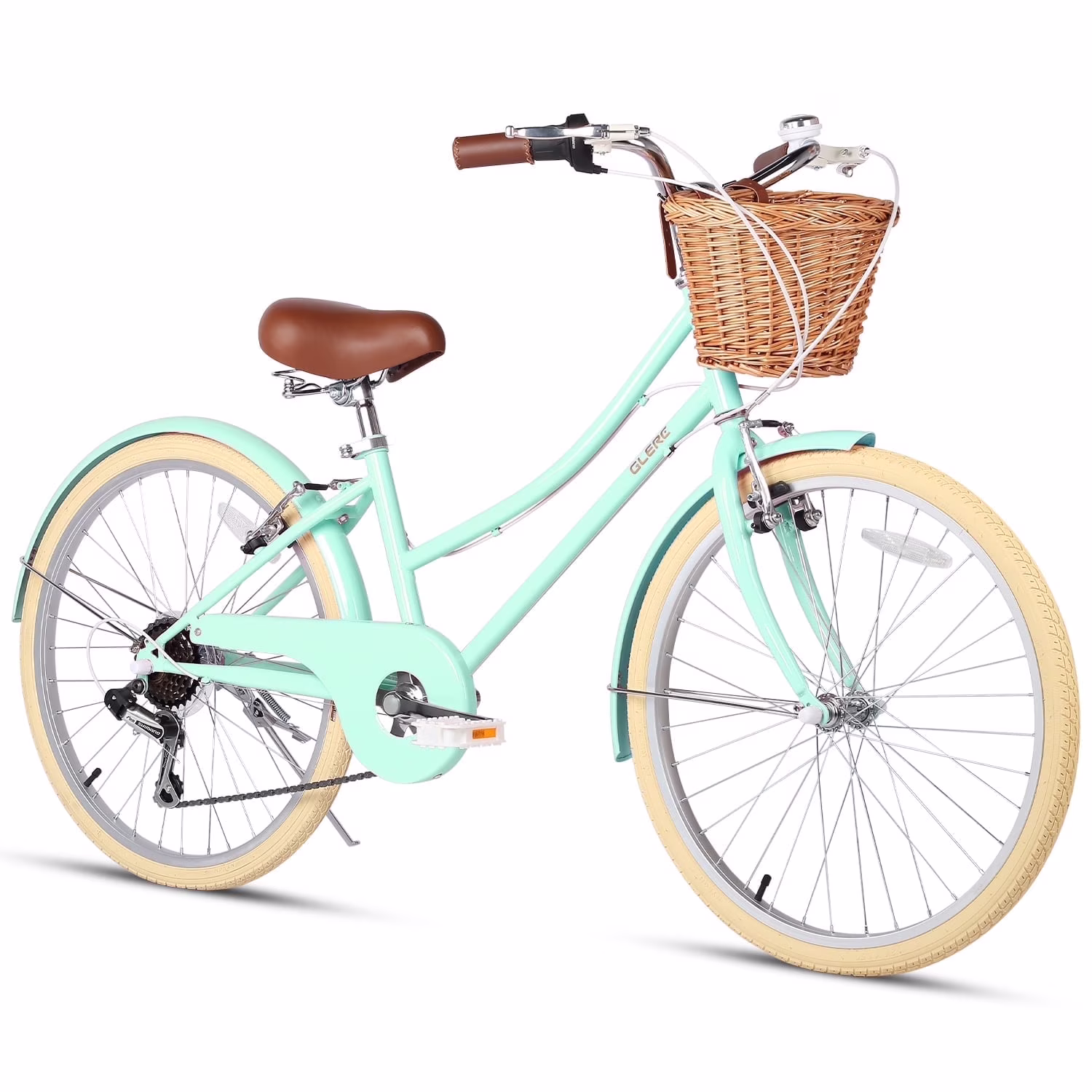 Missy 24" inch Girl Cruiser Kids Bike 6-Speed Teen Hybrid City Bicycle for Youth Ages 7 8 9 10 11 12 13 14 Years Old with Wicker Basket Lightweight, Pink(Pink/24") - Image 8