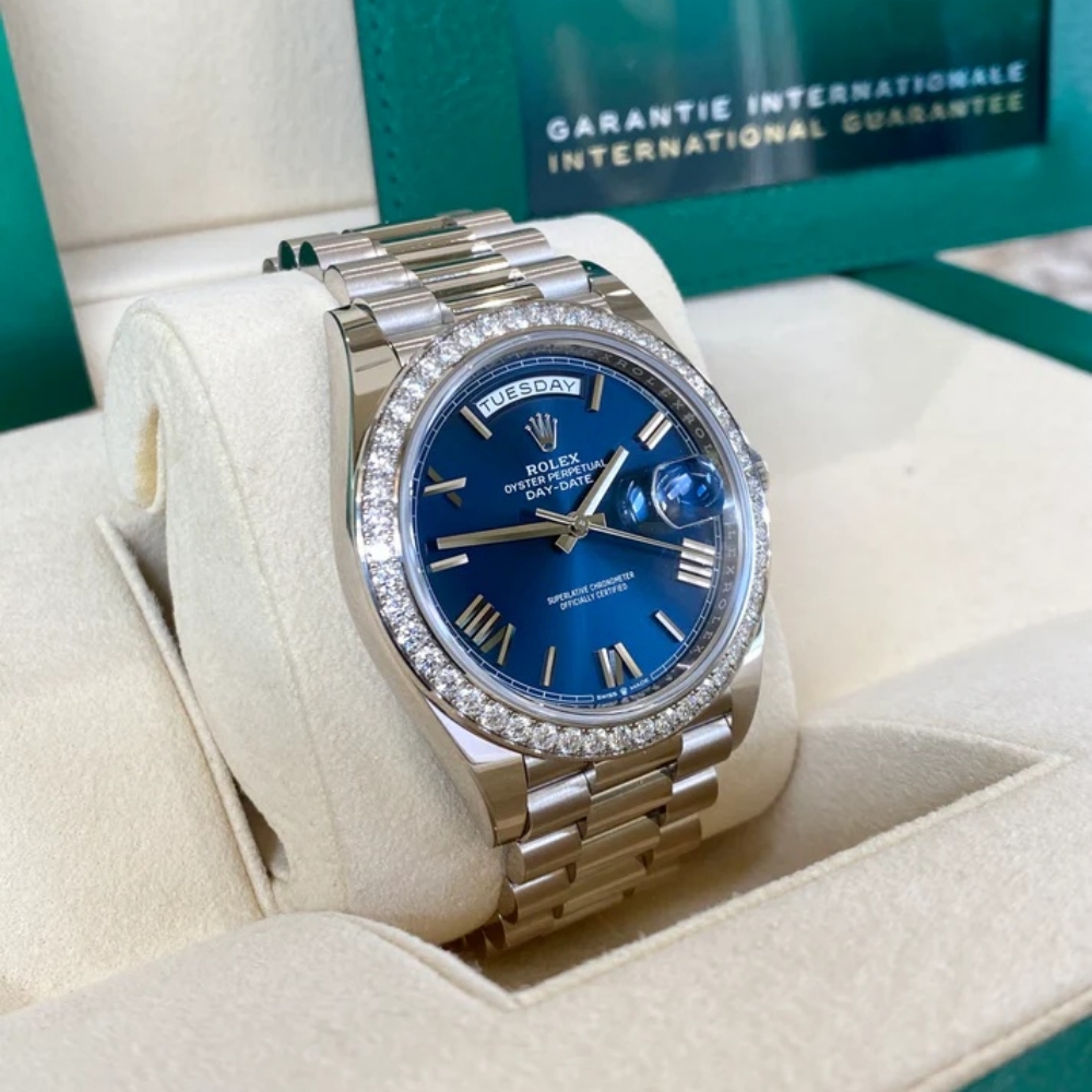 [Super Clone]RLX  Day-Date 40mm 228349RBR-0005 Bright Blue Dial President Bracelet
