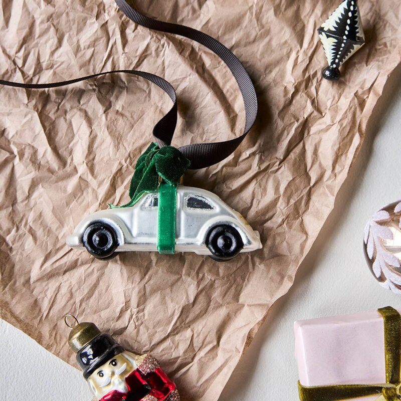 Car julepynt 10,5 cm sølv